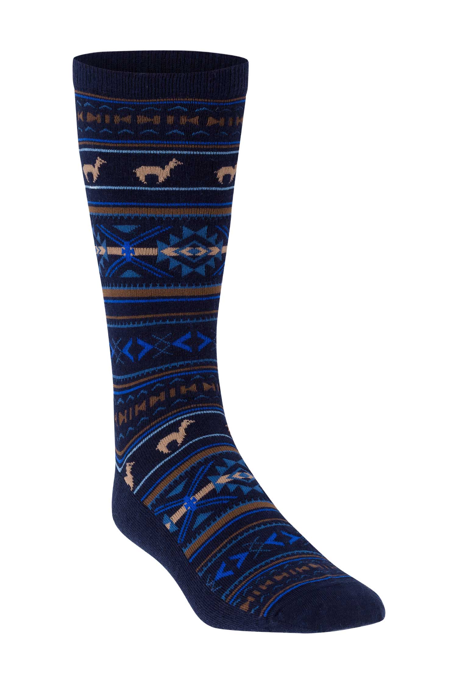 Alpaka Socken JACQUARD aus 70% Baby Alpaka und 25% Pima Baumwolle-marine/royal