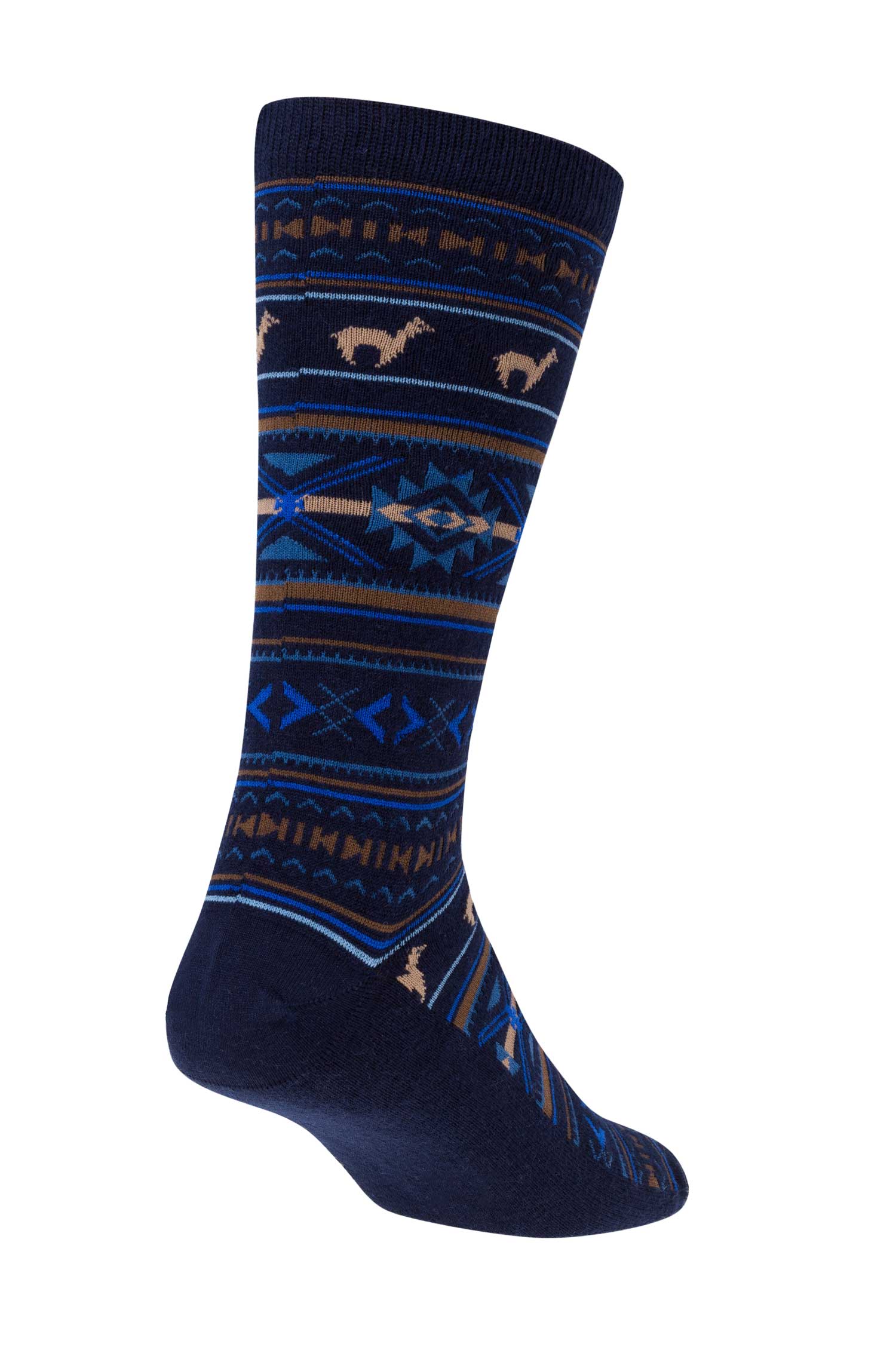 Alpaka Socken JACQUARD aus 70% Baby Alpaka und 25% Pima Baumwolle-marine/royal