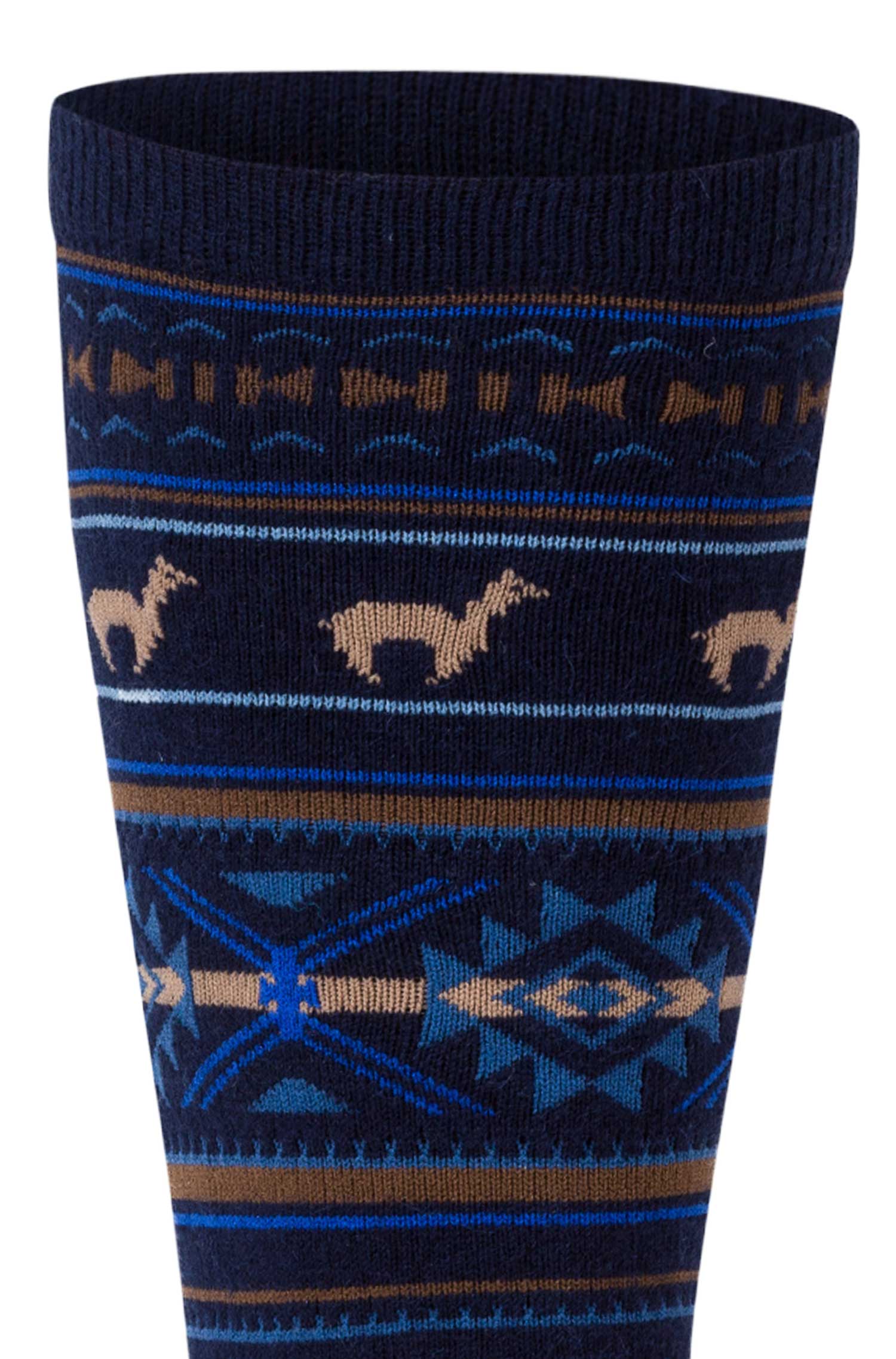 Alpaka Socken JACQUARD aus 70% Baby Alpaka und 25% Pima Baumwolle-marine/royal