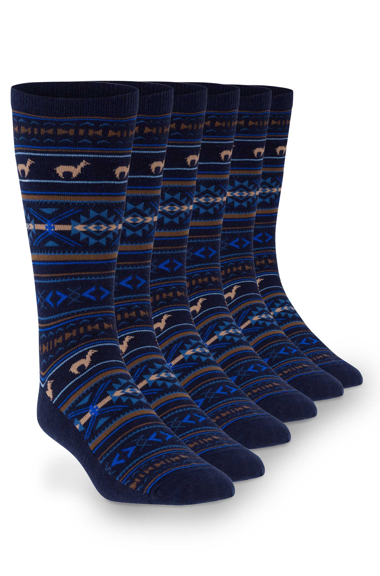 Alpaka Socken JACQUARD 6er Pack aus 70% Baby Alpaka und 25% Pima Baumwolle-marine/royal