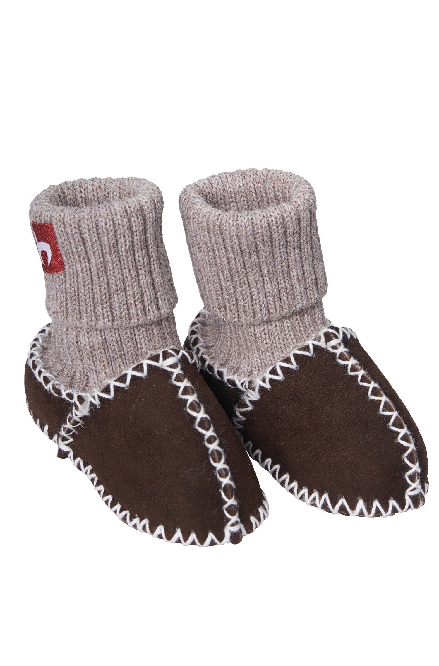 Alpaka Babyschuhe (Größen 17-24) aus 100% Schafwolle-dunkelbraun