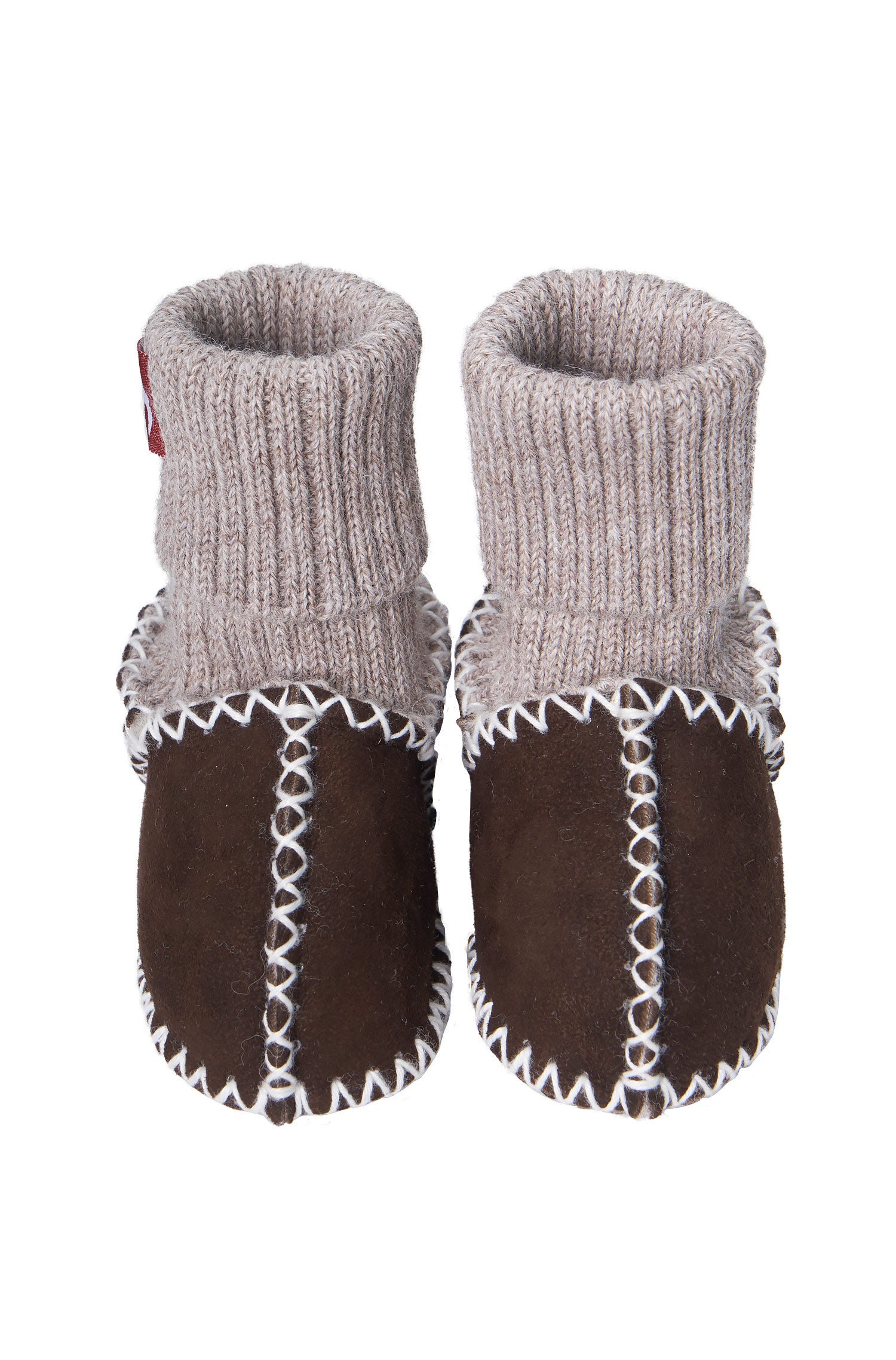 Alpaka Babyschuhe (Größen 17-24) aus 100% Schafwolle-dunkelbraun