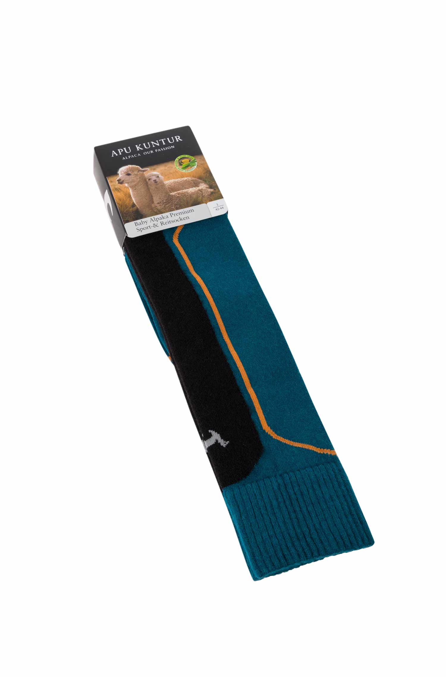Alpaka Premium SKI- & SPORTSOCKEN aus Alpaka-Baumwoll-Mix-petrol
