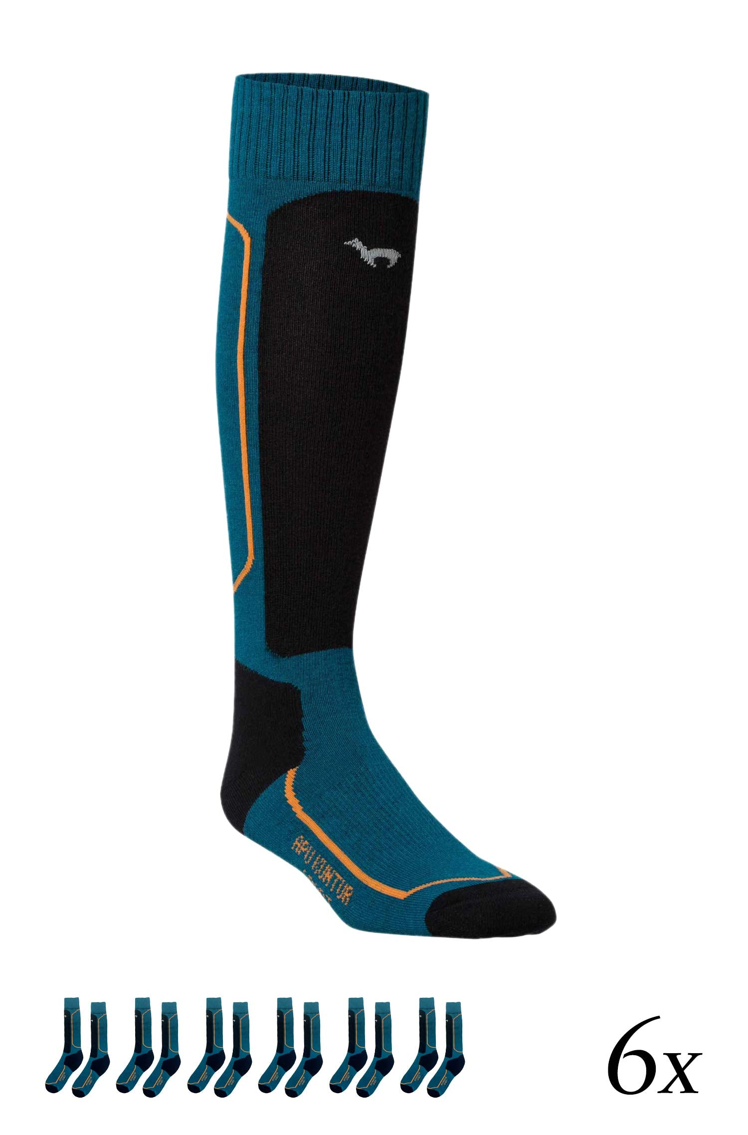 Alpaka Premium SKI- & SPORTSOCKEN 6er Pack aus Alpaka-Baumwoll-Mix-petrol
