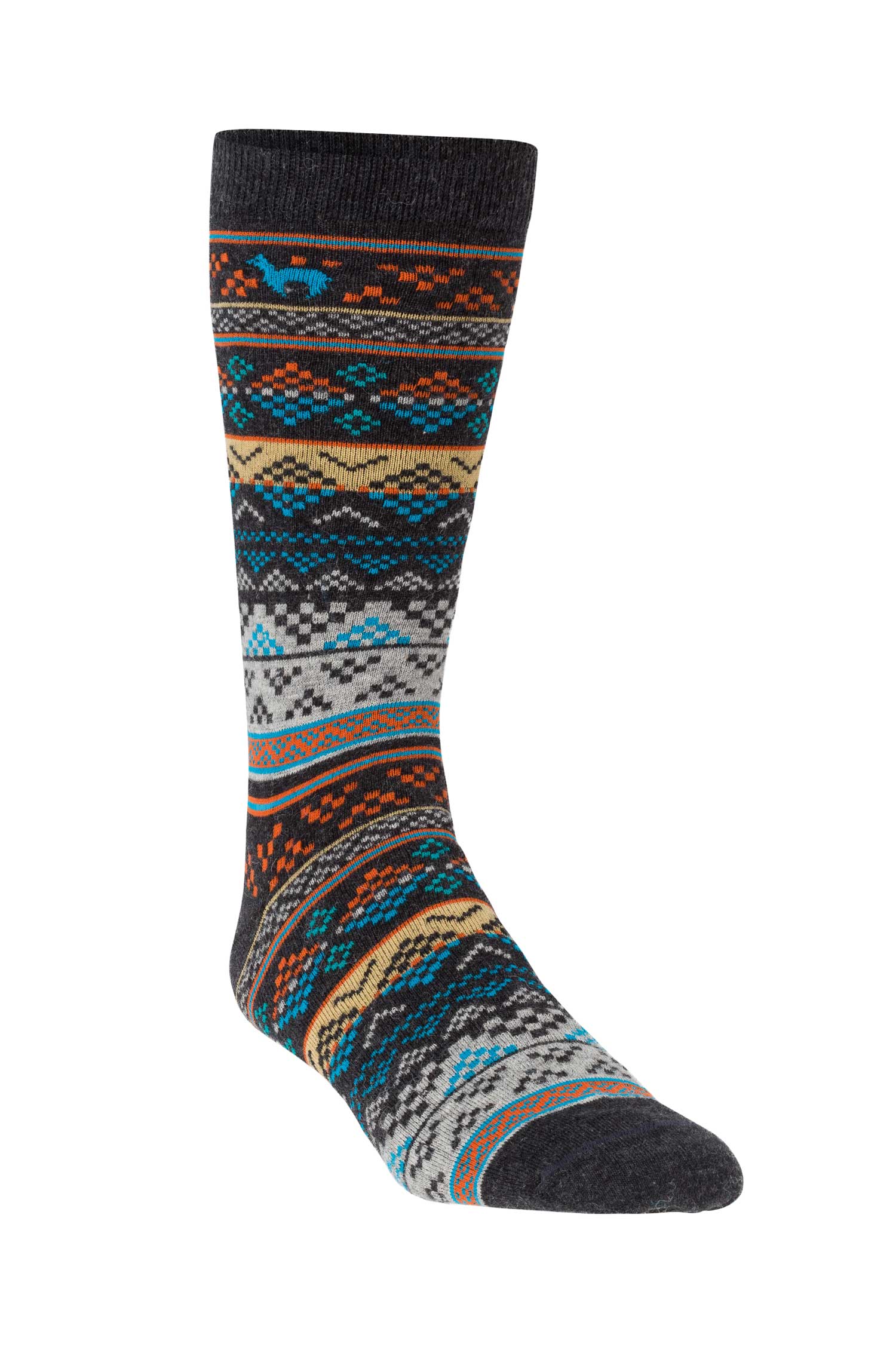 Alpaka Socken INKA aus 70% Baby Alpaka & 25% Pima Baumwolle-blau/apricot