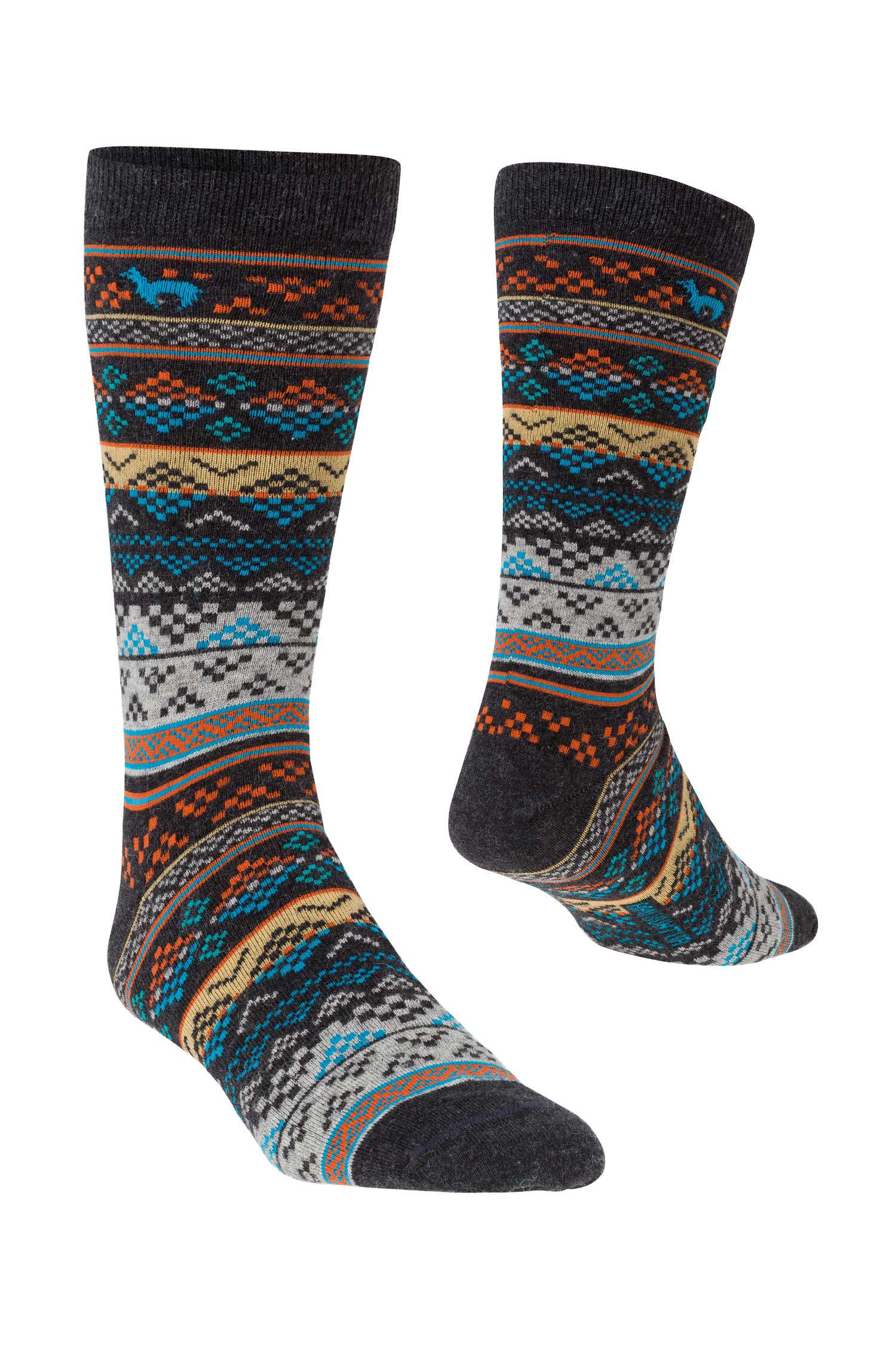 Alpaka Socken INKA aus 70% Baby Alpaka & 25% Pima Baumwolle-blau/apricot
