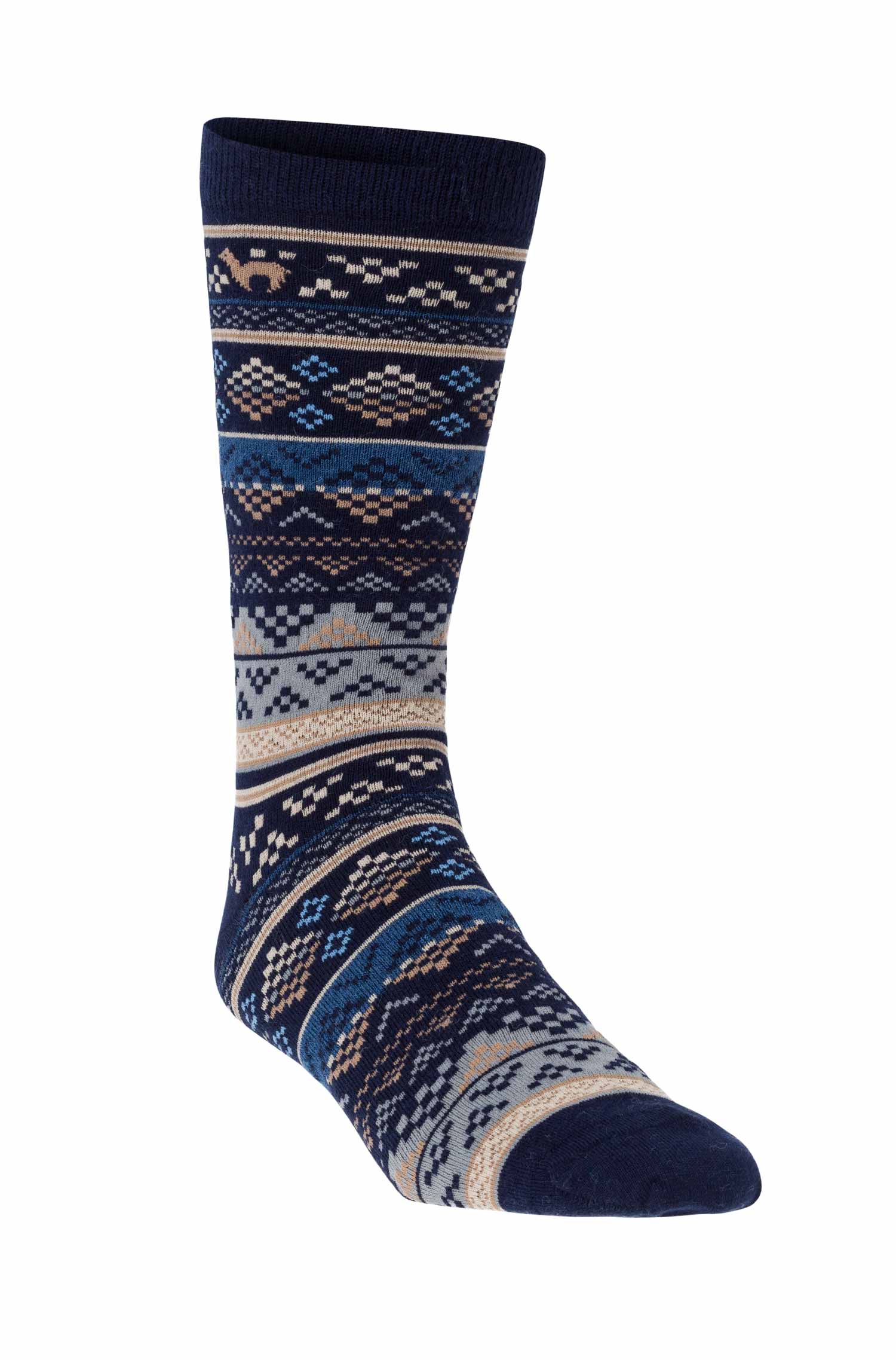Alpaka Socken INKA aus 70% Baby Alpaka & 25% Pima Baumwolle-blau/sand