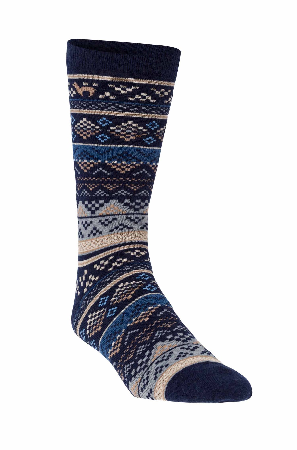 Alpaka Socken INKA aus 70% Baby Alpaka & 25% Pima Baumwolle-blau/sand