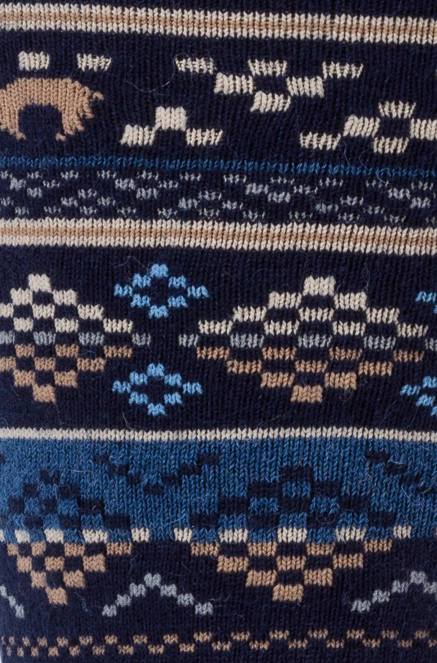 Alpaka Socken INKA aus 70% Baby Alpaka & 25% Pima Baumwolle-blau/sand