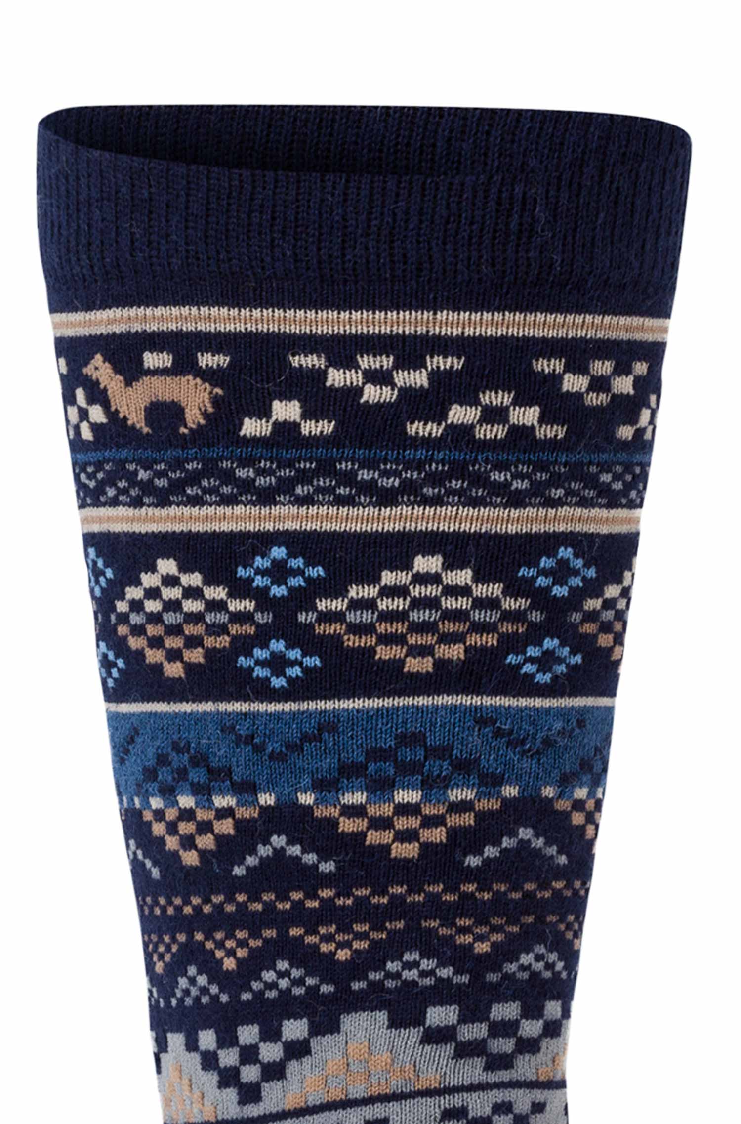 Alpaka Socken INKA aus 70% Baby Alpaka & 25% Pima Baumwolle-blau/sand