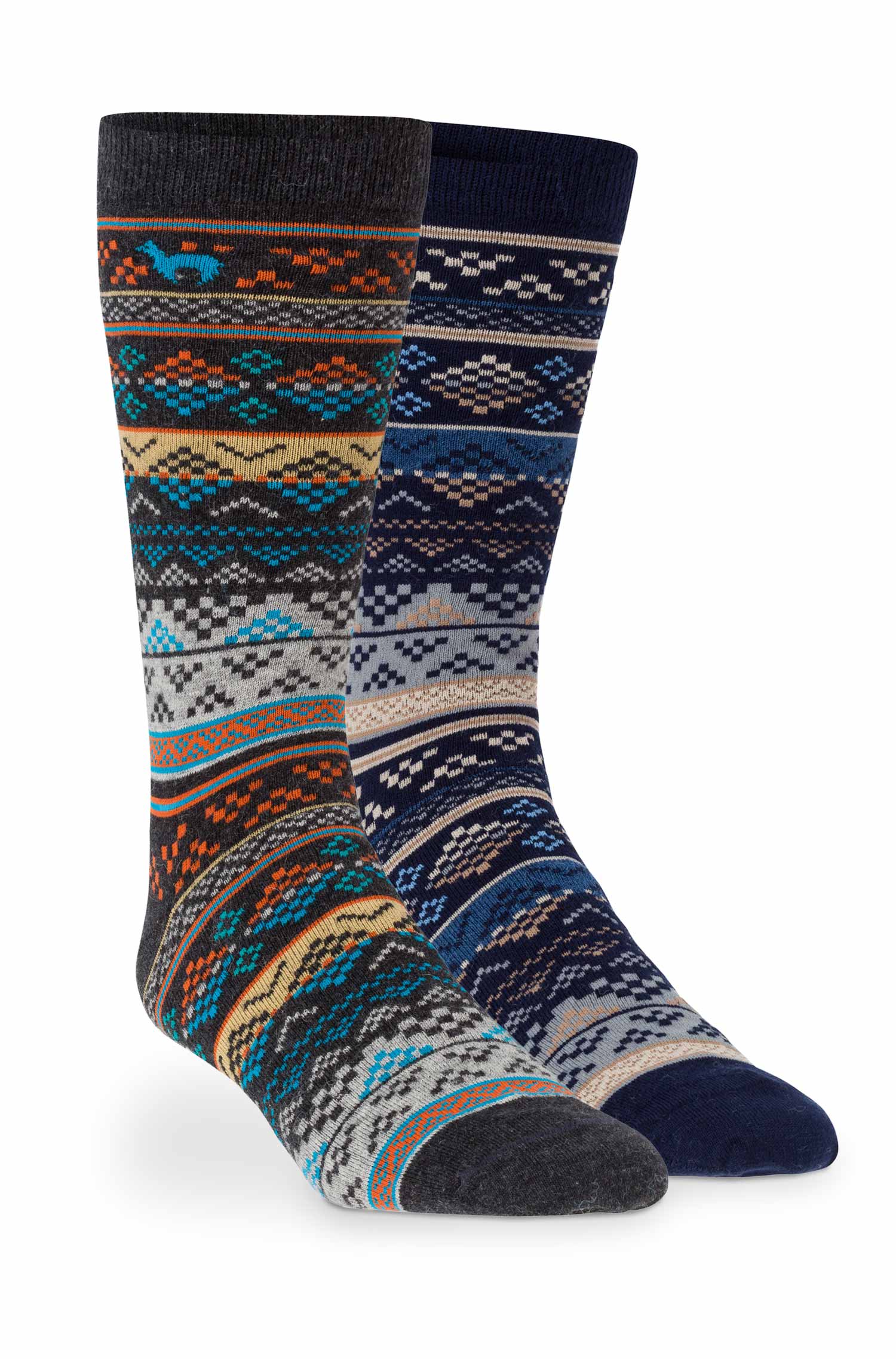 Alpaka Socken INKA aus 70% Baby Alpaka & 25% Pima Baumwolle-blau/sand