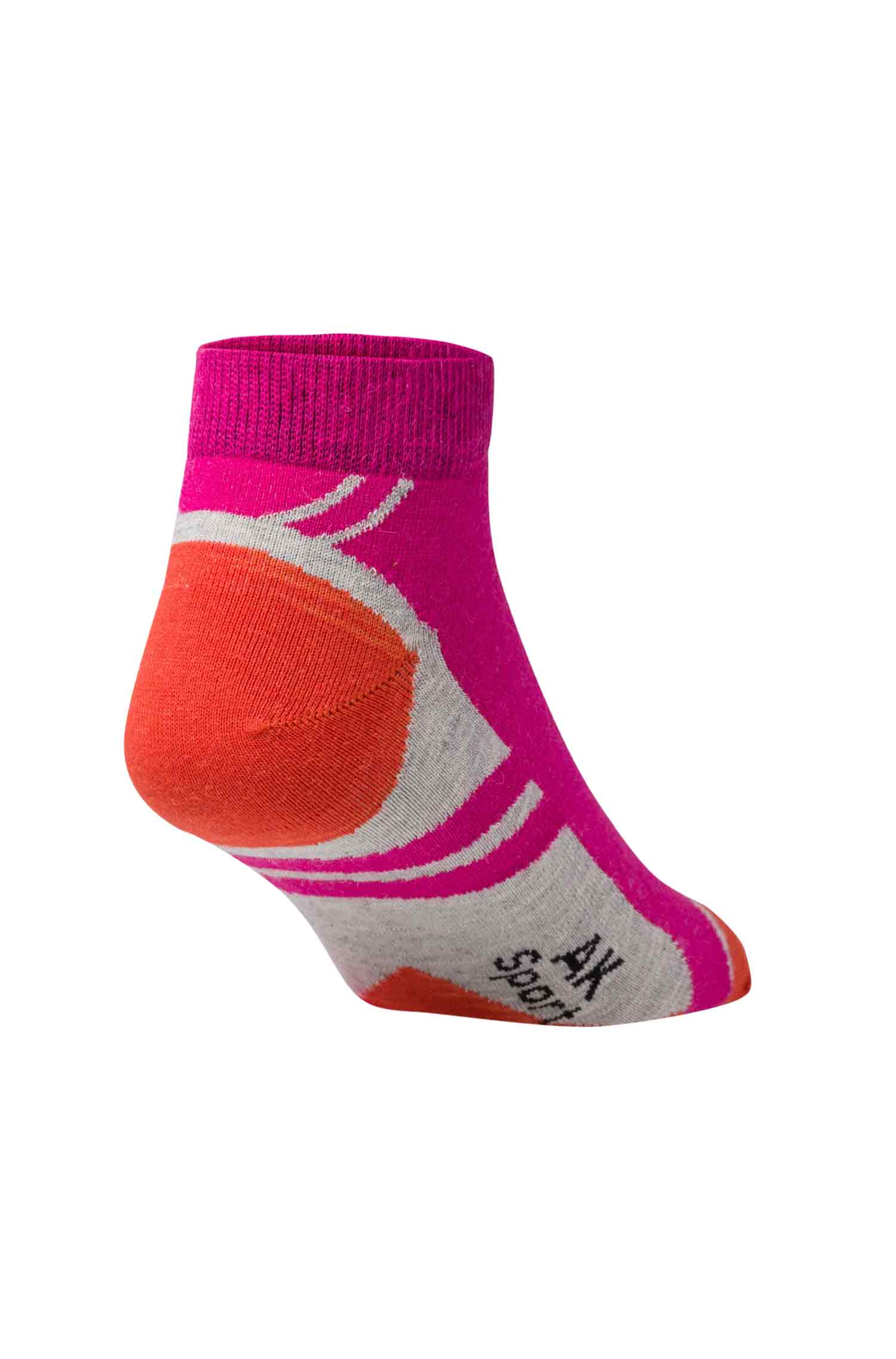 Premium SPORT SNEAKER SOCKE in Naturfaser Qualität-fuchsia/orange