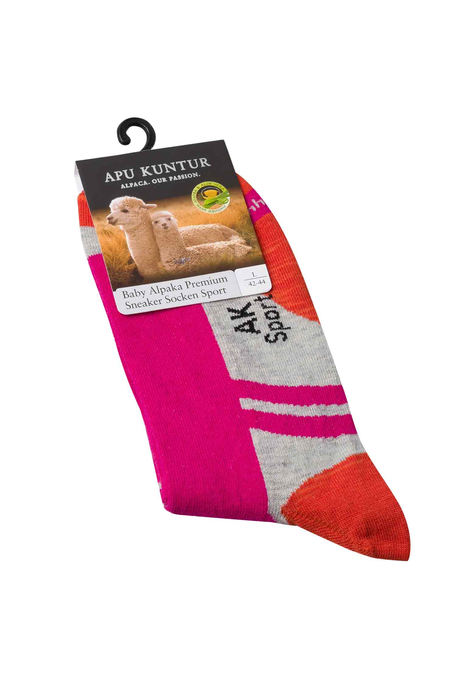 Premium SPORT SNEAKER SOCKE in Naturfaser Qualität-fuchsia/orange