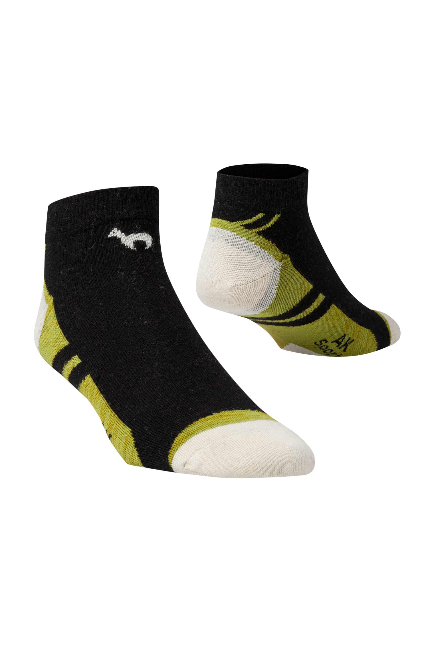 Premium SPORT SNEAKER SOCKE in Naturfaser Qualität-schwarz/grün
