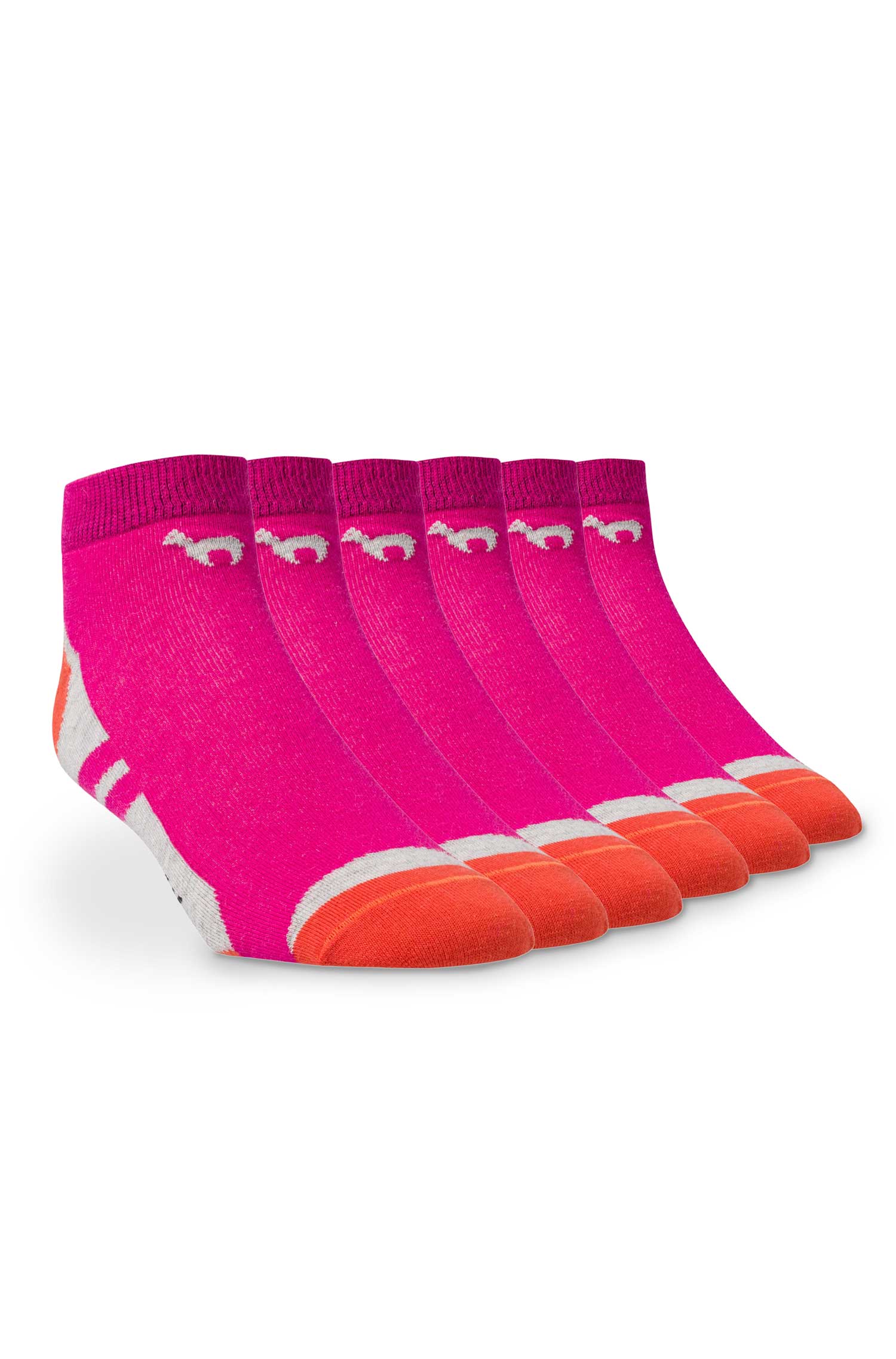6er-Pack Premium SPORT SNEAKER SOCKE in Naturfaser Qualität-fuchsia/orange