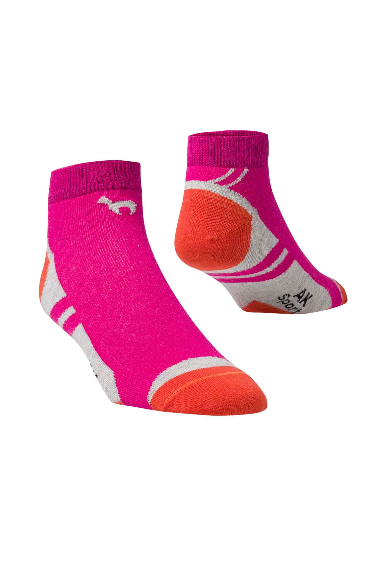 6er-Pack Premium SPORT SNEAKER SOCKE in Naturfaser Qualität-fuchsia/orange