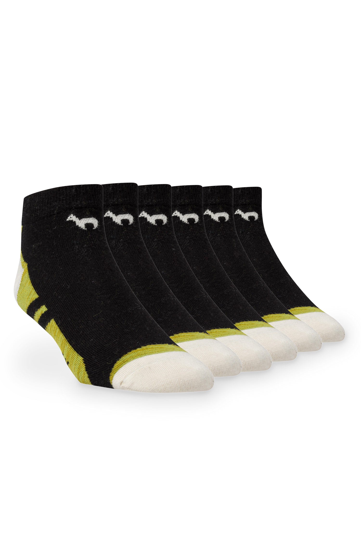 6er-Pack Premium SPORT SNEAKER SOCKE in Naturfaser Qualität-schwarz/grün
