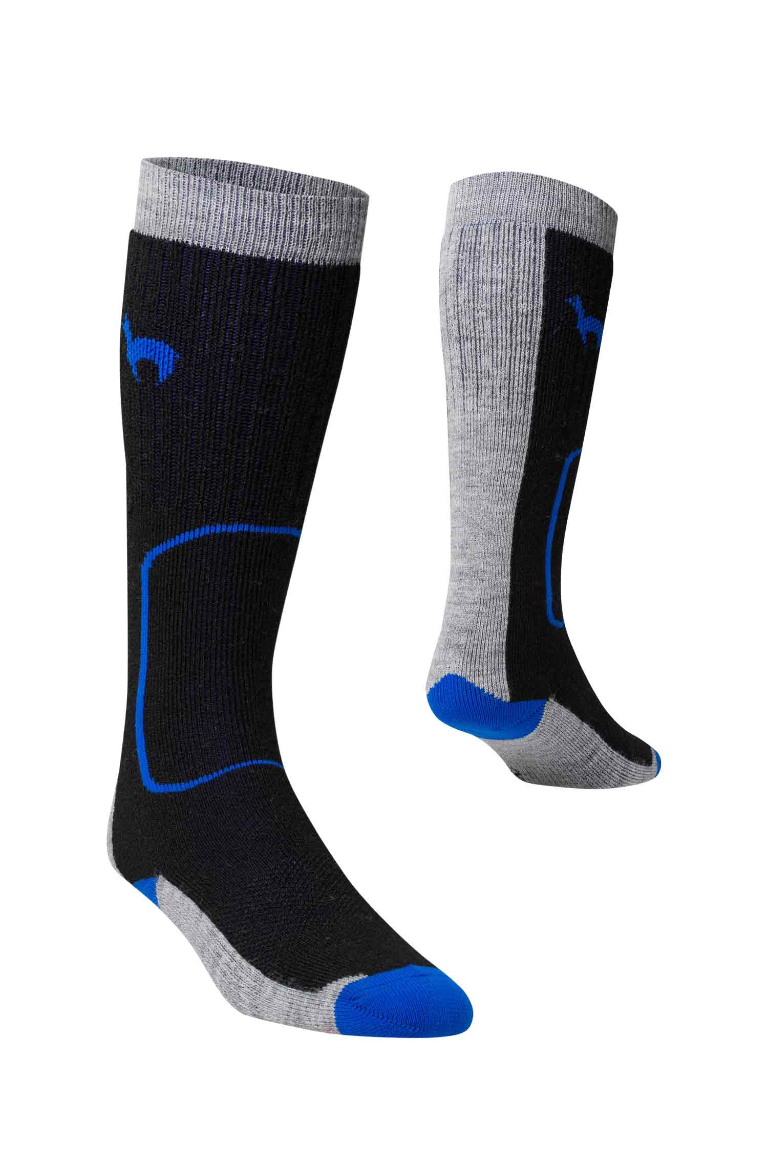 Alpaka KINDER SKI SOCKEN 6er Pack aus Alpaka Woll-Mix-schwarz/grau