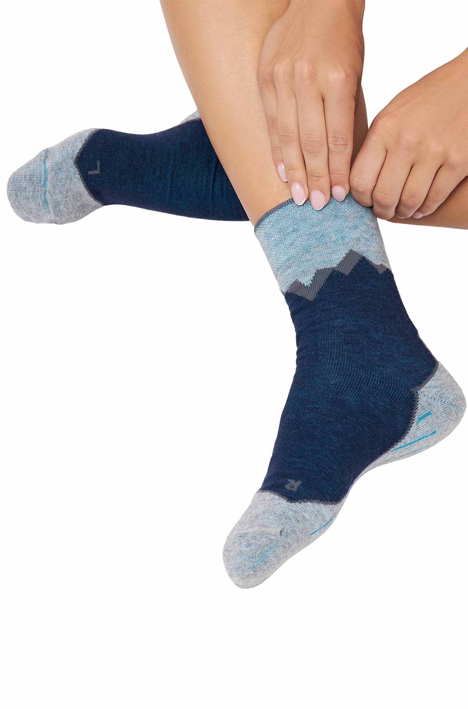 Premium Alpaka WANDERSOCKEN-blau/grau