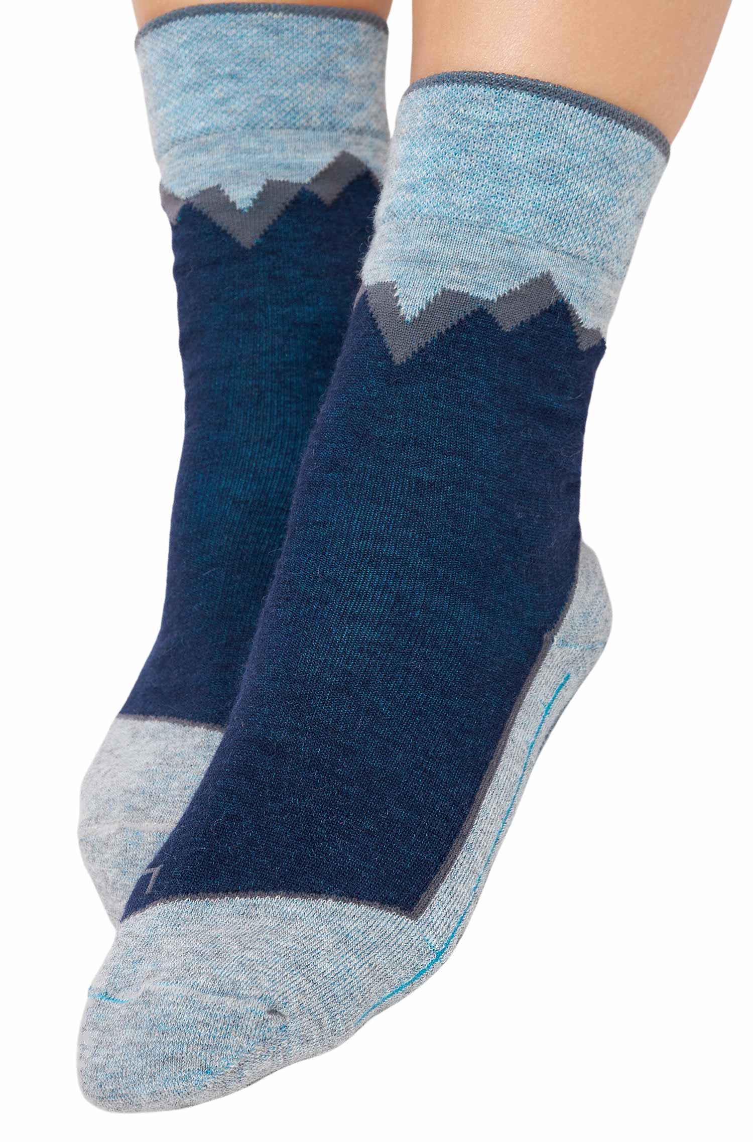 Premium Alpaka WANDERSOCKEN-blau/grau