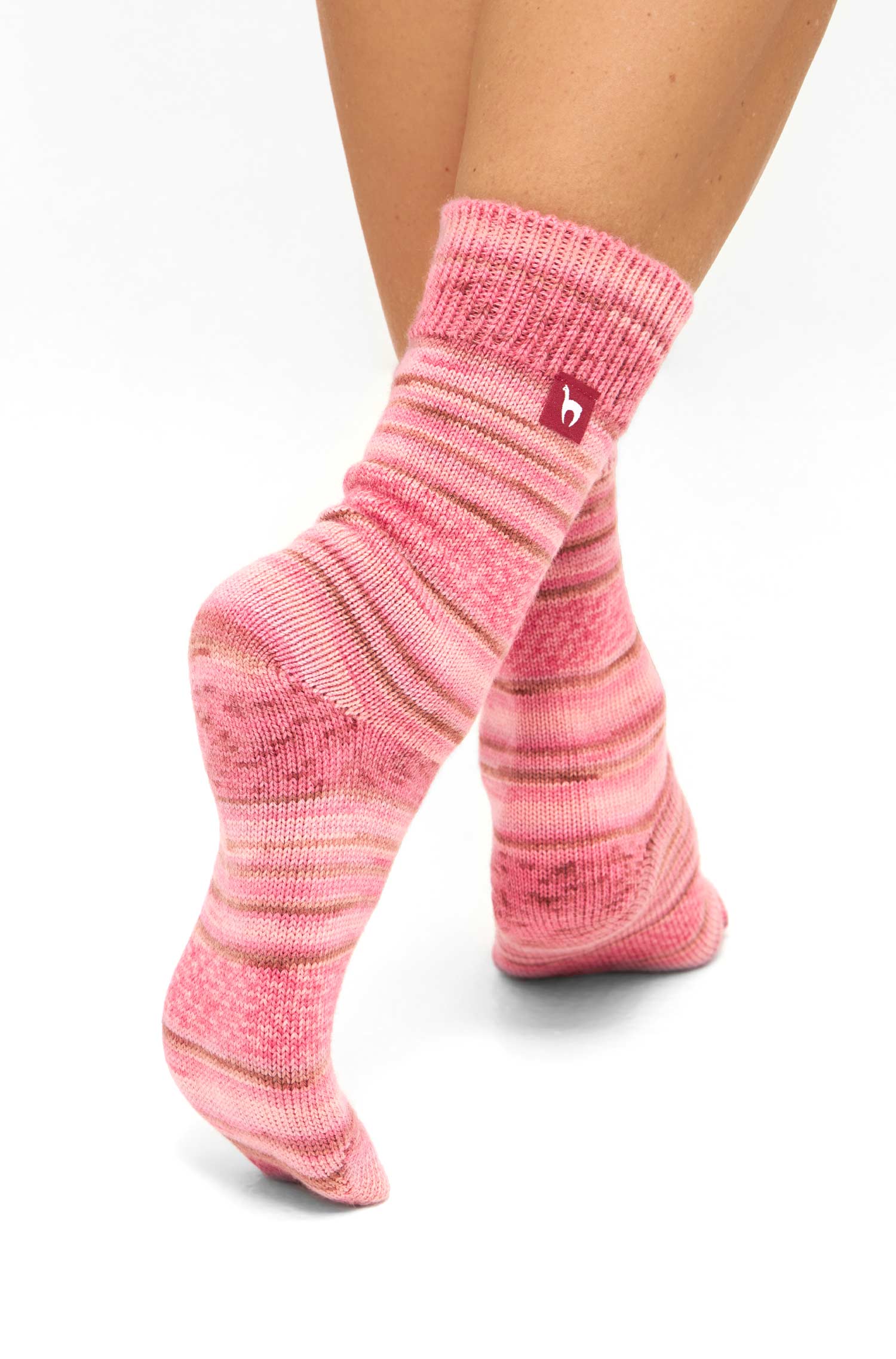 Alpaka Kuschel-Socken HARMONY aus Alpaka-Wolle-Mix-koralle