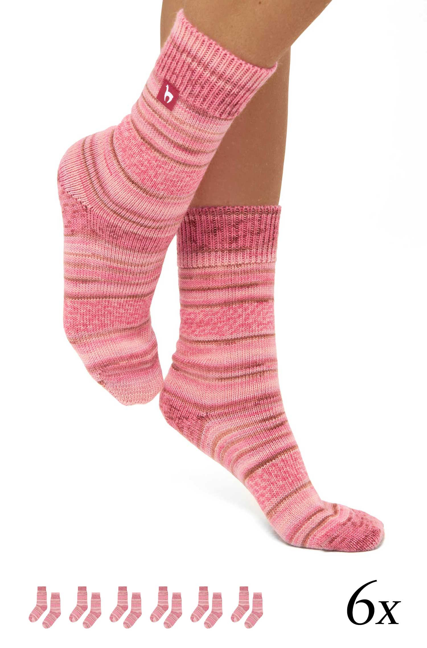 Alpaka Kuschel-Socken HARMONY - 6er Pack aus Alpaka-Wolle-Mix-koralle