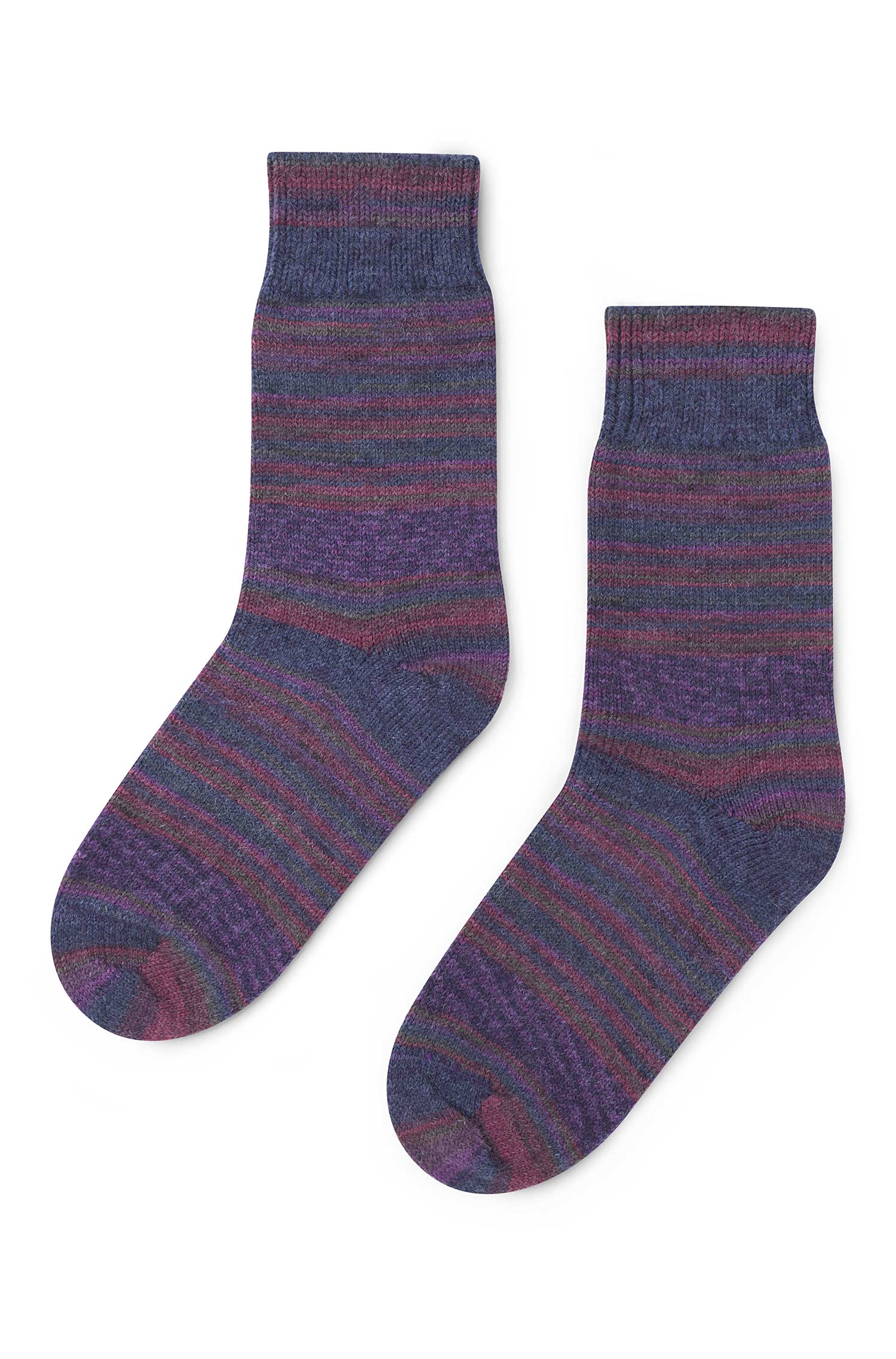 Alpaka Kuschel-Socken HARMONY - 6er Pack aus Alpaka-Wolle-Mix-pflaume/blau