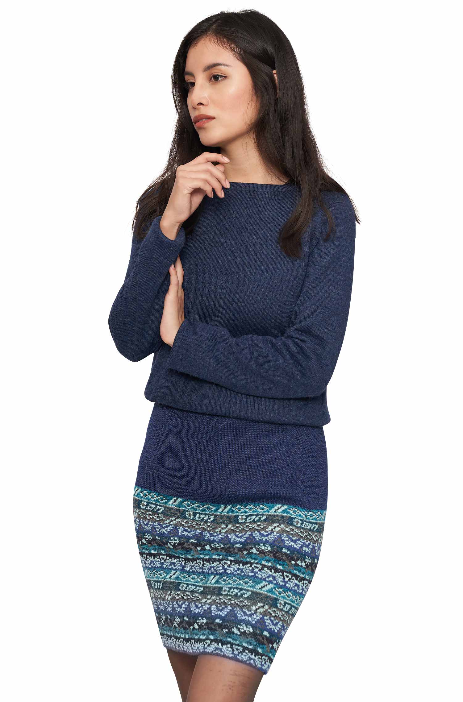 Rock TAMIA aus aus 100% Baby Alpaka-aqua