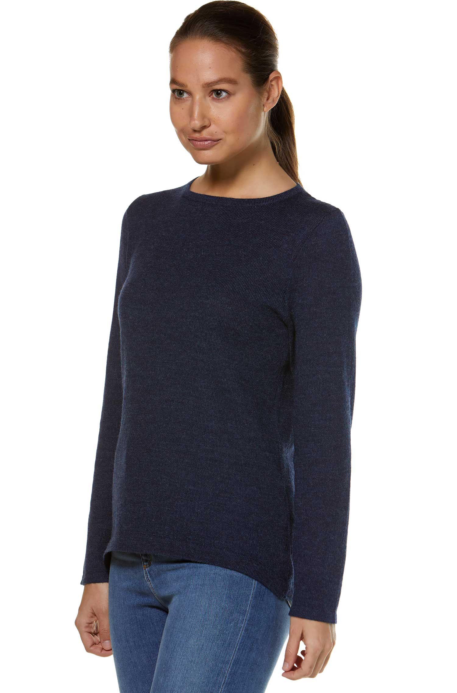 Alpaka Pullover BASIC aus 100% Baby Alpaka-blau meliert