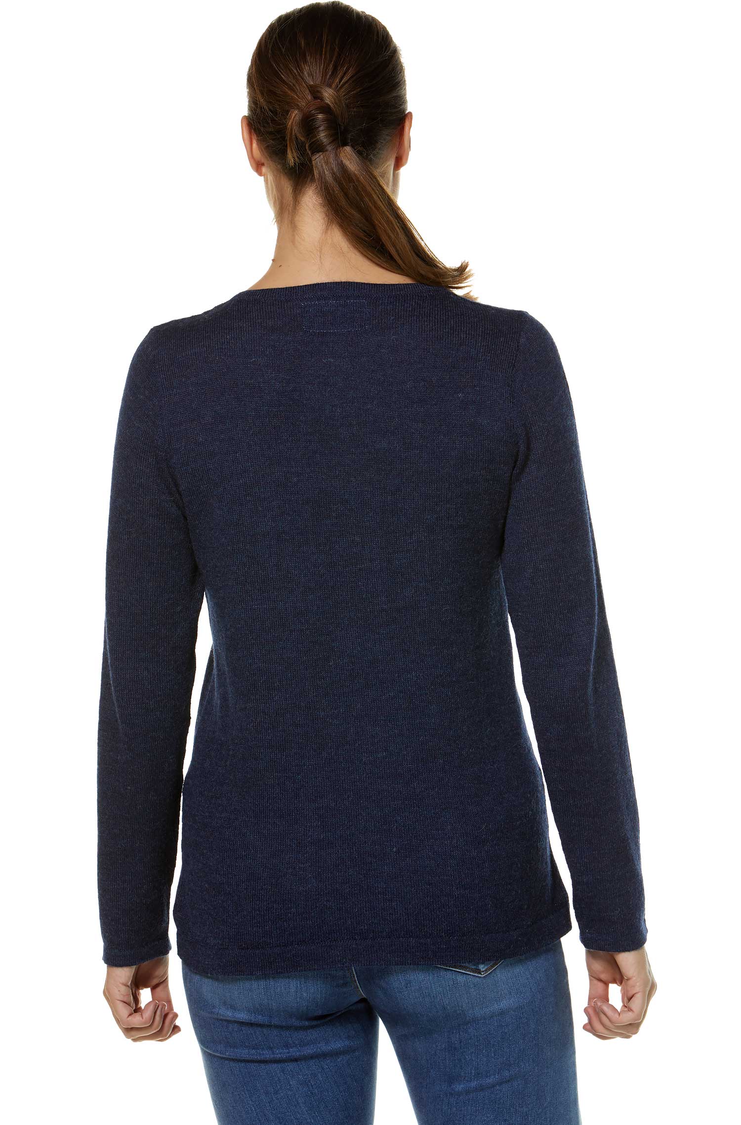 Alpaka Pullover BASIC aus 100% Baby Alpaka-blau meliert