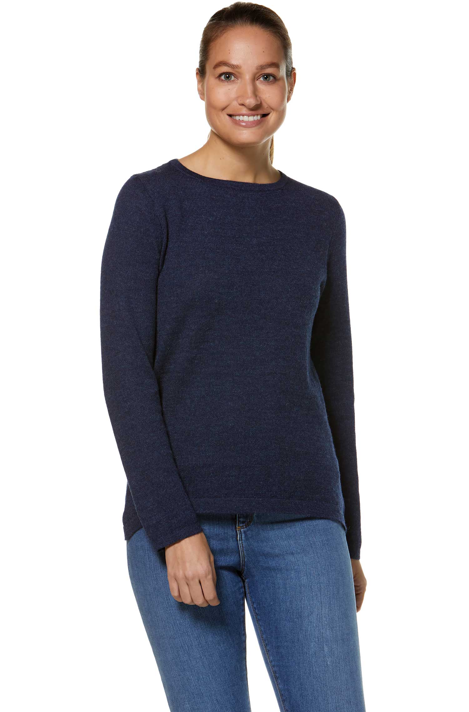 Alpaka Pullover BASIC aus 100% Baby Alpaka-blau meliert