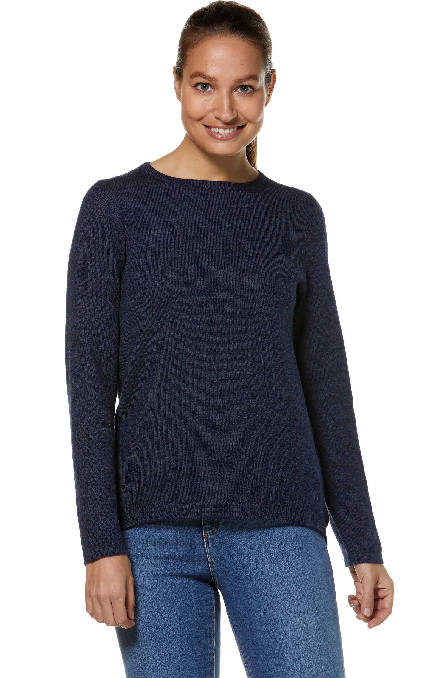 Alpaka Pullover BASIC aus 100% Baby Alpaka-blau meliert