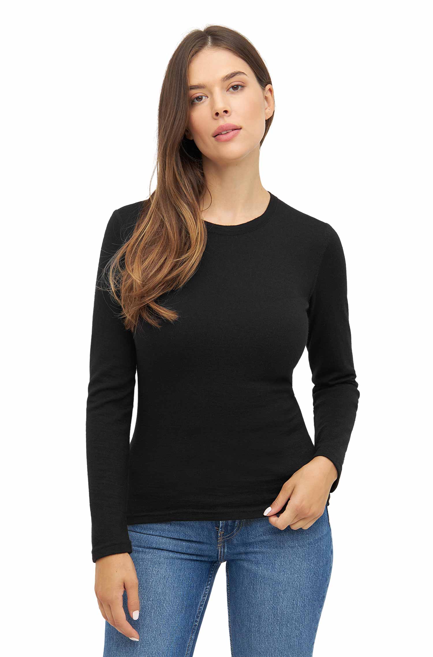 Alpaka Baselayer THERMO Langarm-Shirt für Damen aus Royal Alpaka-schwarz
