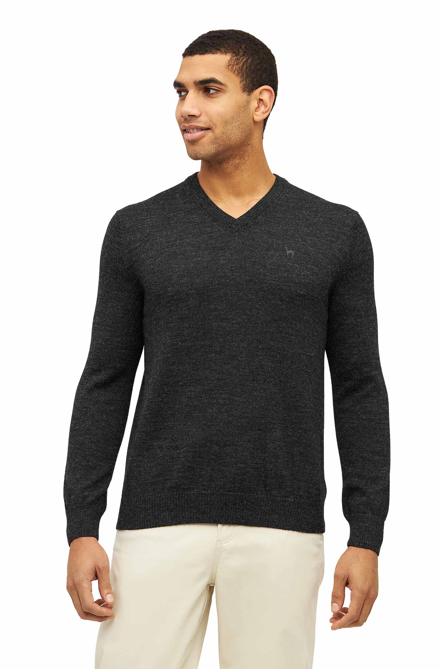 Alpaka Pullover BASIC aus 100% Baby Alpaka-anthrazit