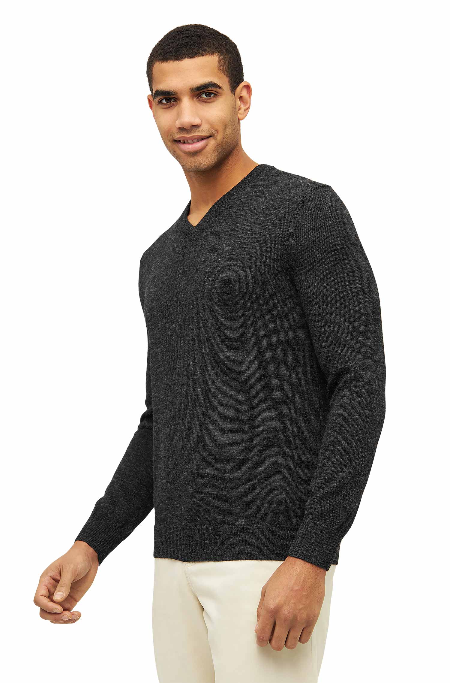 Alpaka Pullover BASIC aus 100% Baby Alpaka-anthrazit