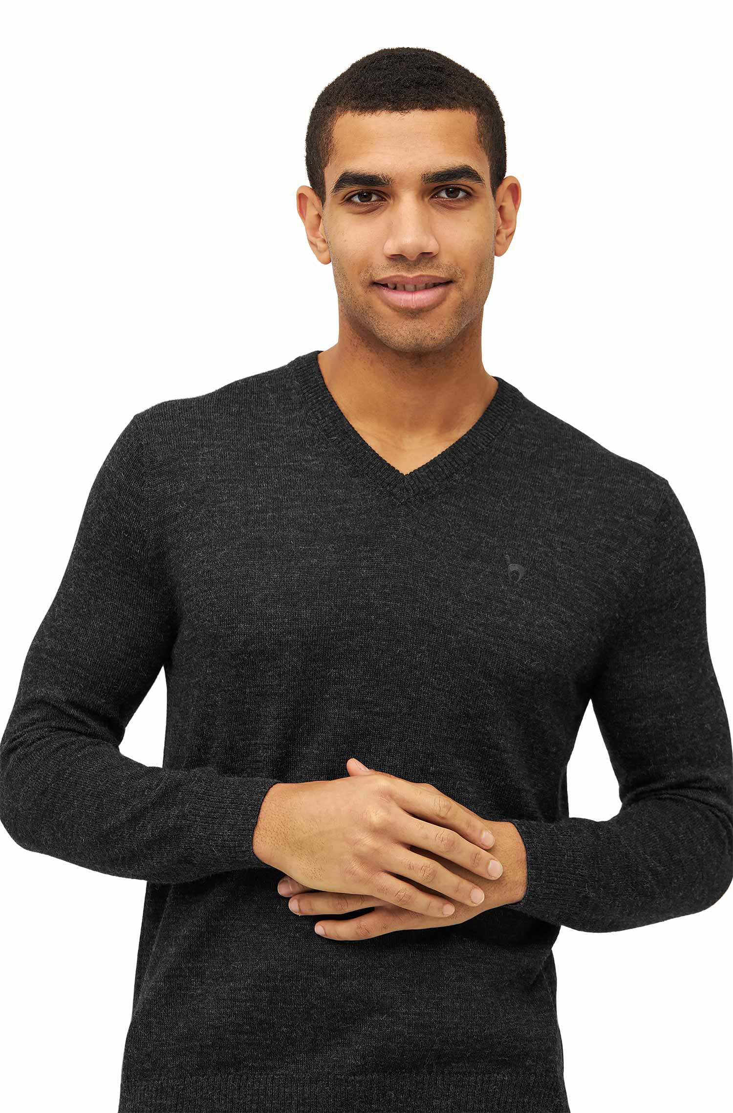 Alpaka Pullover BASIC aus 100% Baby Alpaka-anthrazit