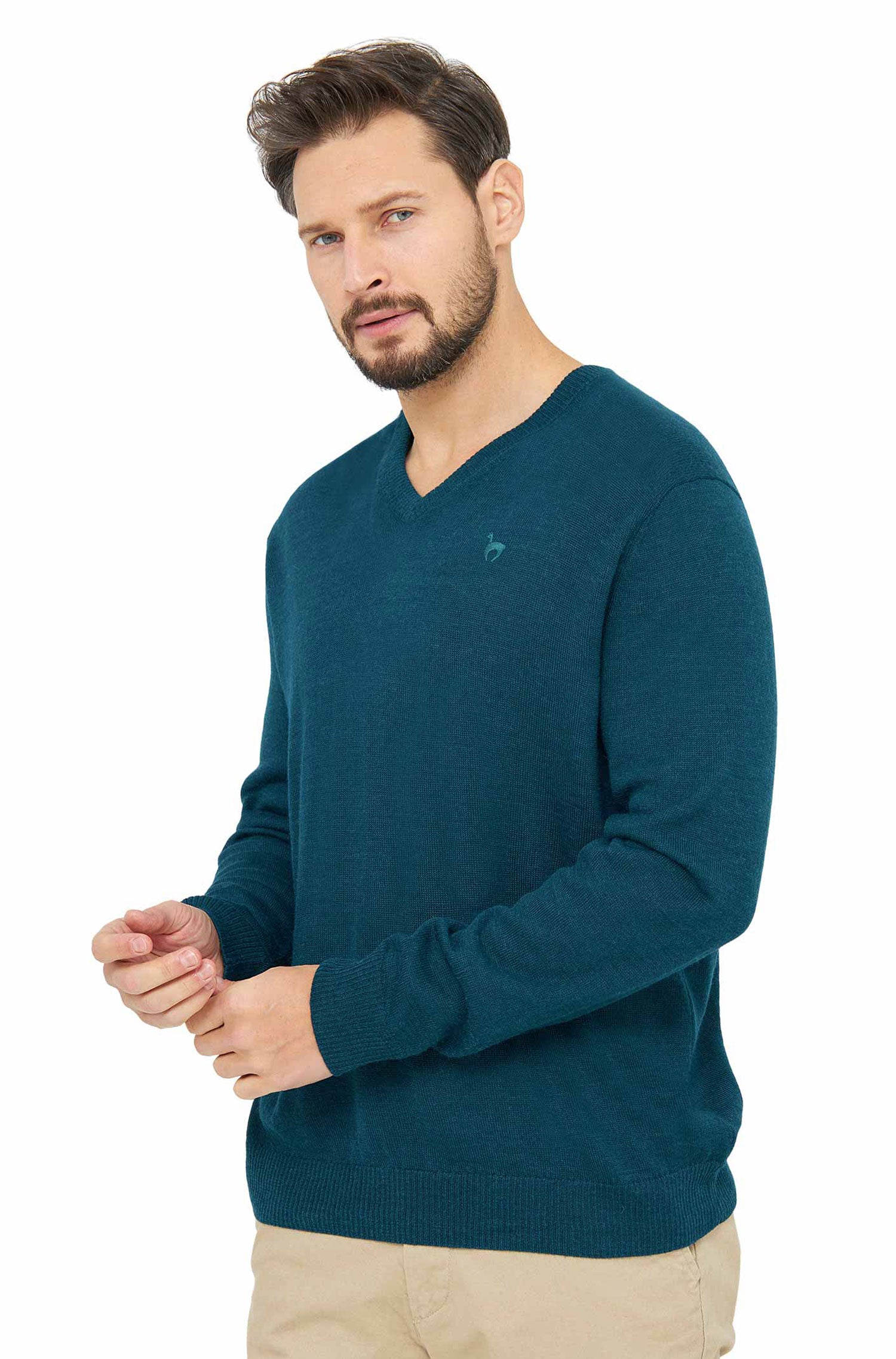 Alpaka Pullover BASIC aus 100% Baby Alpaka-ocean