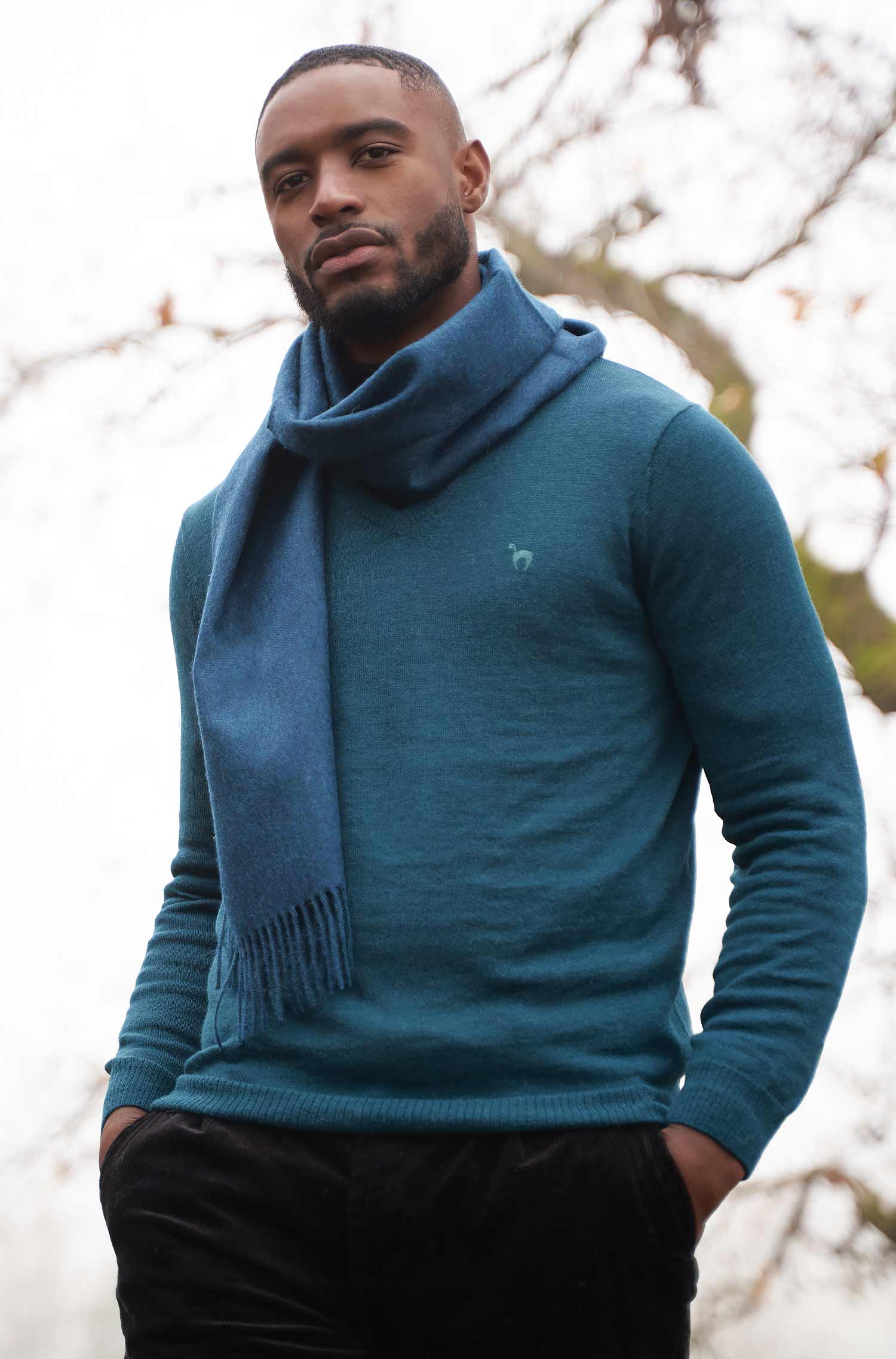 Alpaka Pullover BASIC aus 100% Baby Alpaka-ocean