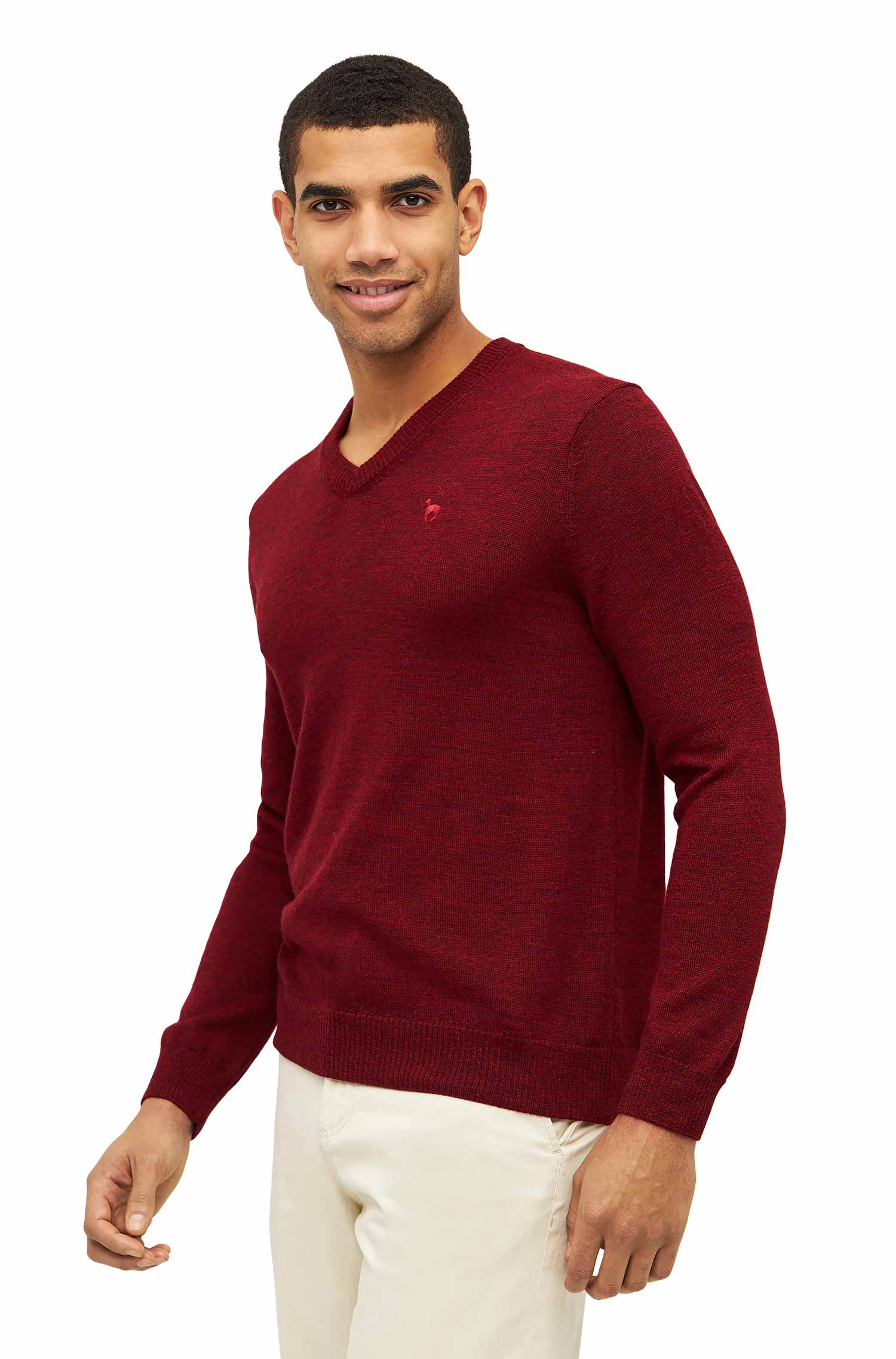 Alpaka Pullover BASIC aus 100% Baby Alpaka-rot meliert