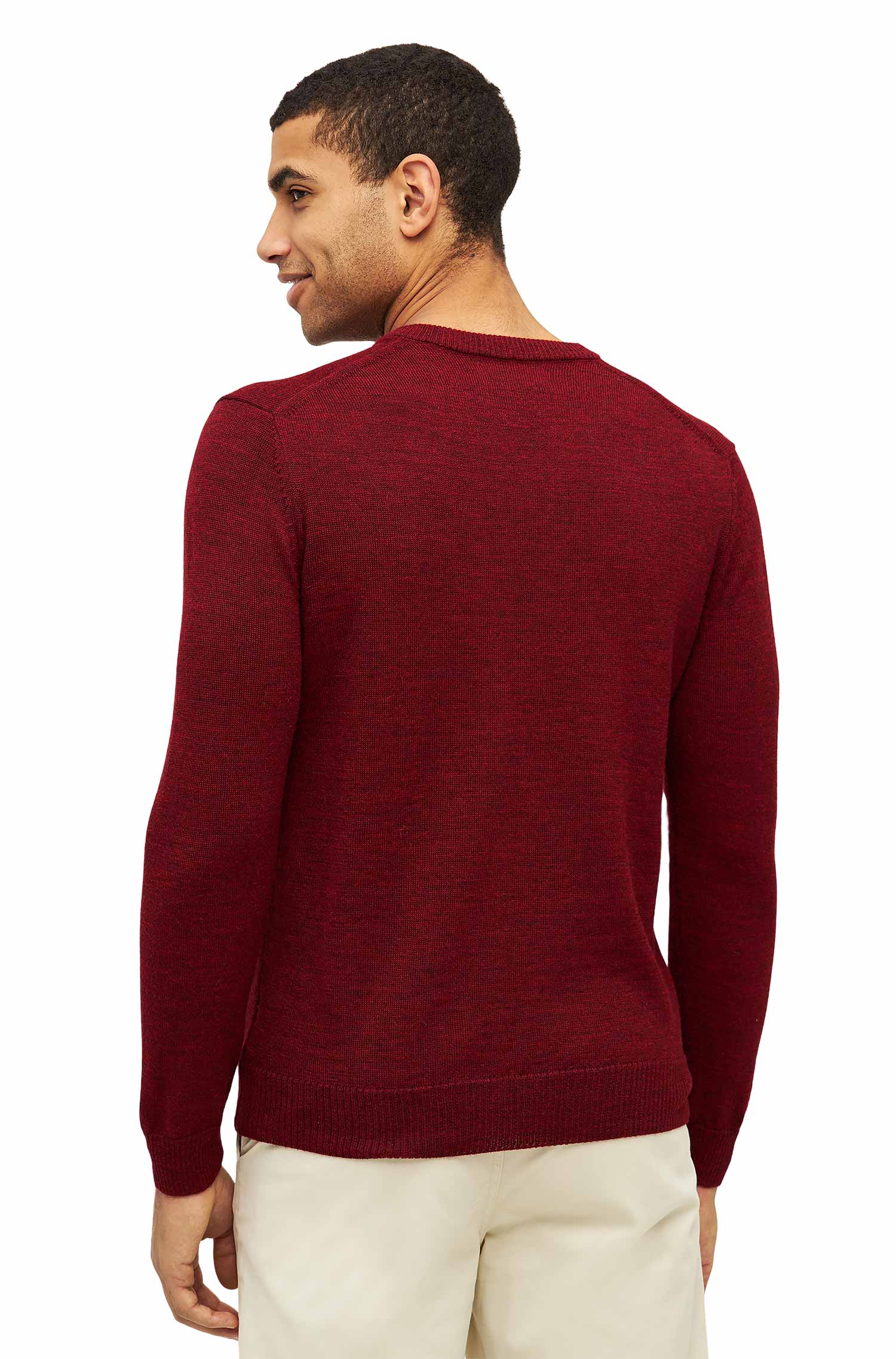 Alpaka Pullover BASIC aus 100% Baby Alpaka-rot meliert