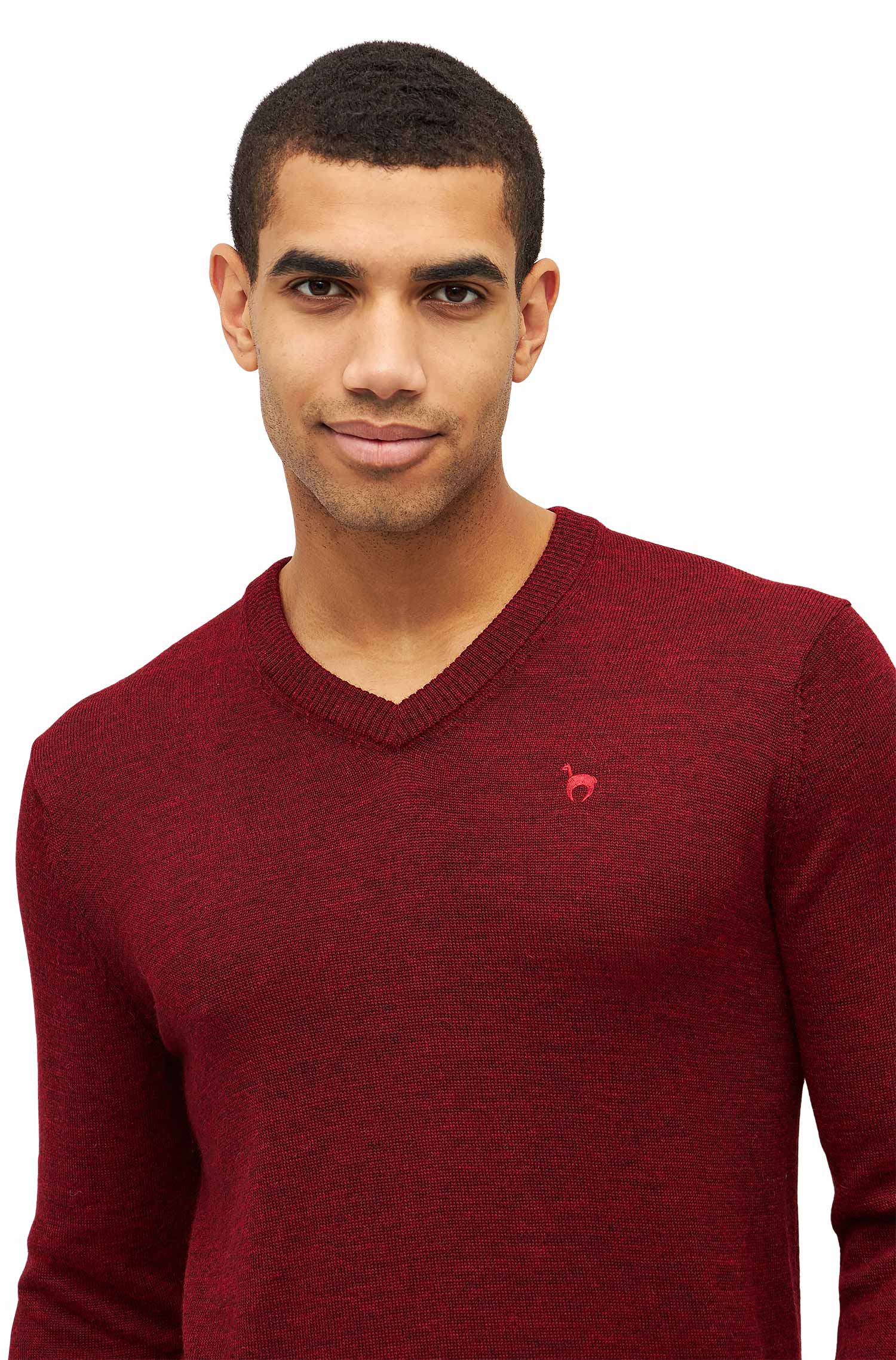 Alpaka Pullover BASIC aus 100% Baby Alpaka-rot meliert