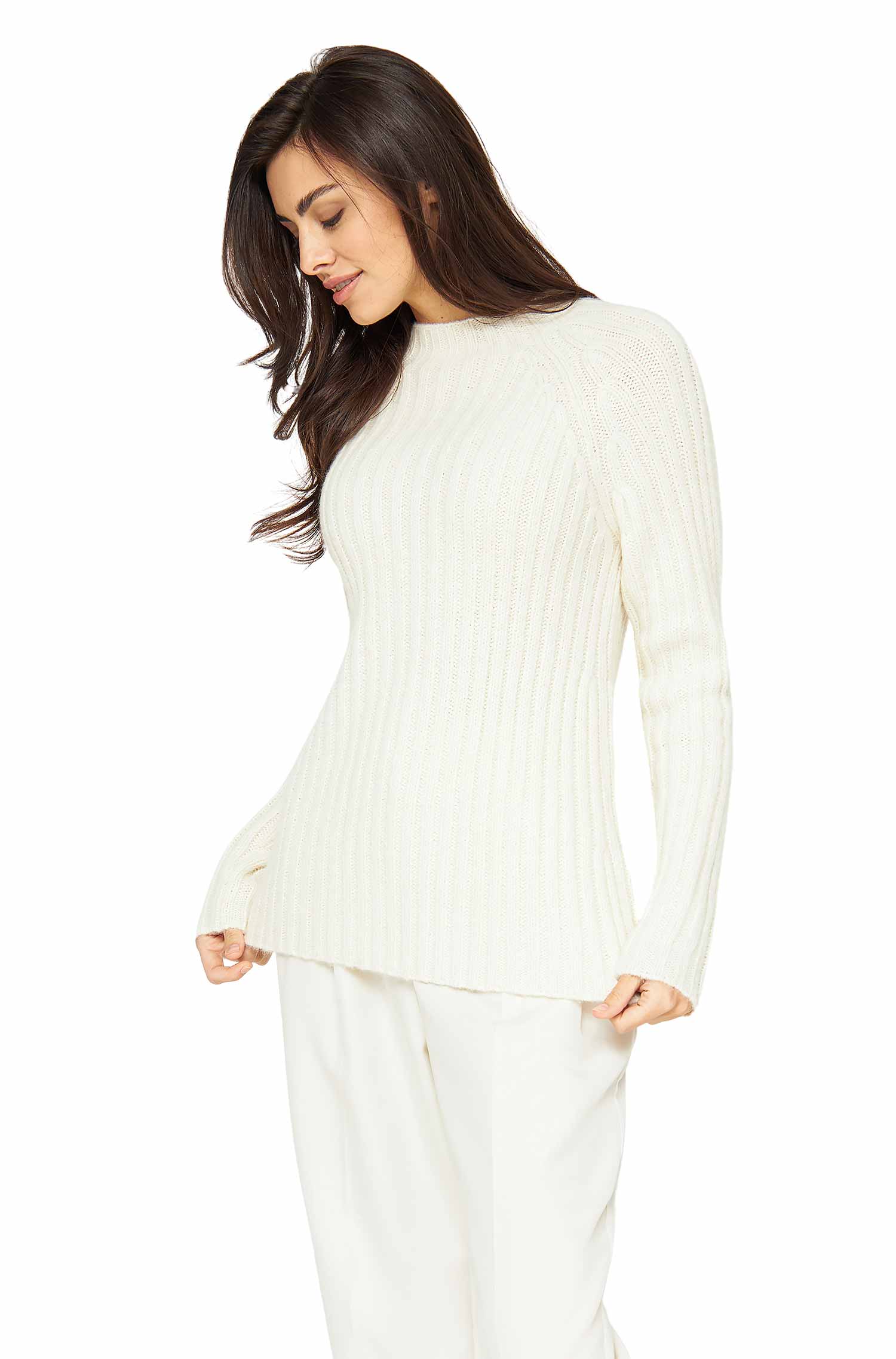 Alpaka Pullover DOLCE mit Baby Alpaka und Wolle-ecru