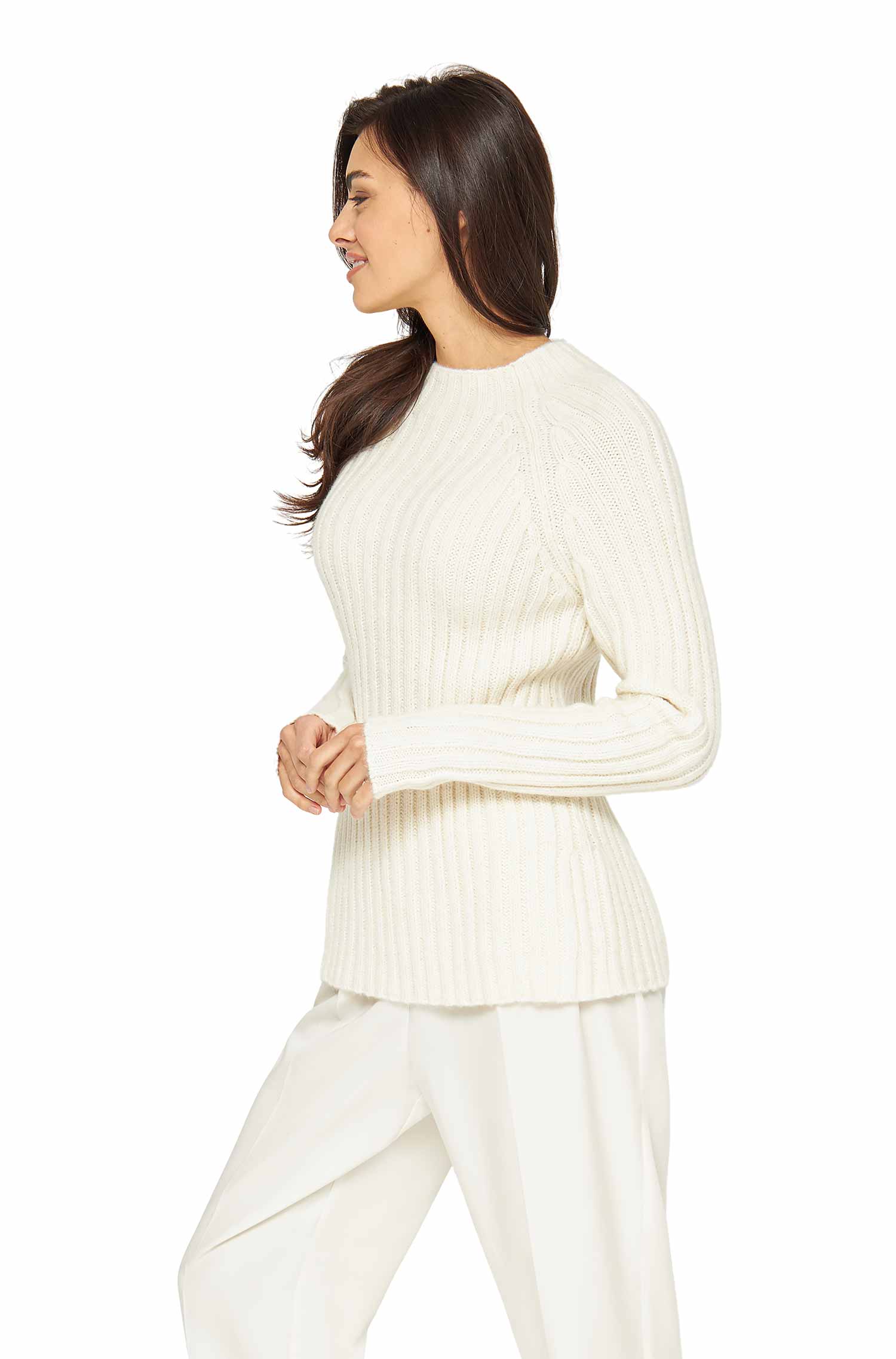 Alpaka Pullover DOLCE mit Baby Alpaka und Wolle-ecru