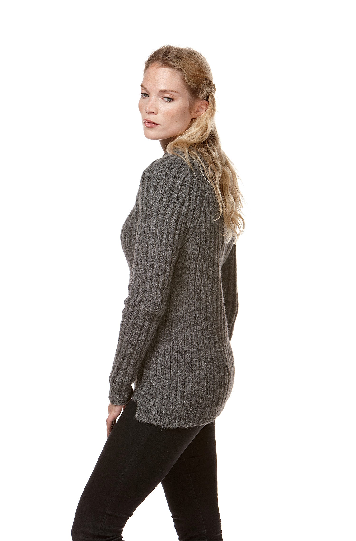 Alpaka Pullover DOLCE mit Baby Alpaka und Wolle-grau