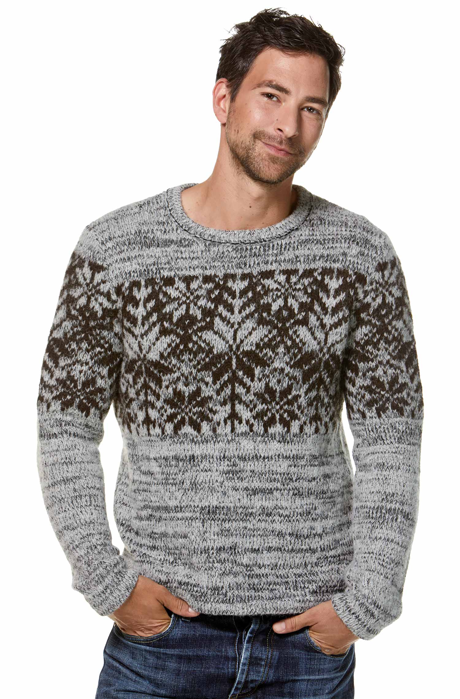 Alpaka Pullover NATURA aus 100% Alpaka-hellgrau