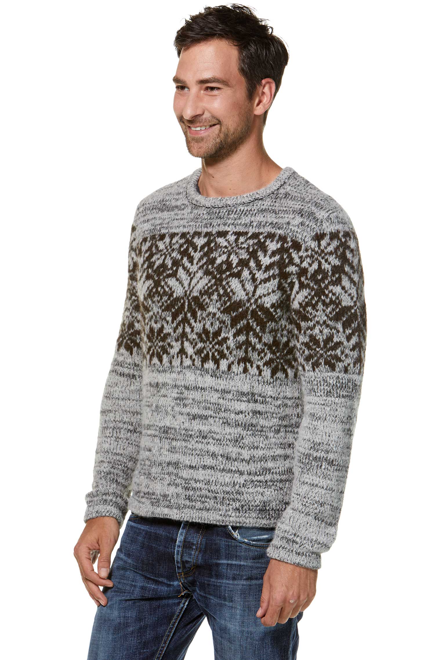 Alpaka Pullover NATURA aus 100% Alpaka-hellgrau