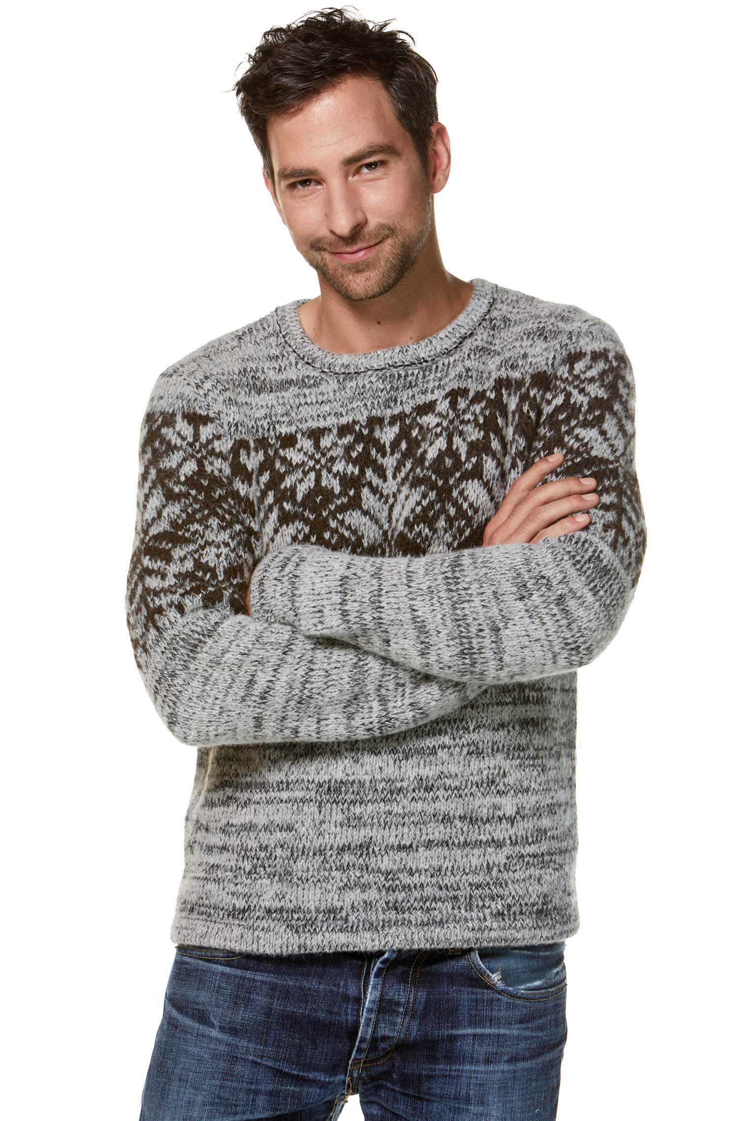 Alpaka Pullover NATURA aus 100% Alpaka-hellgrau