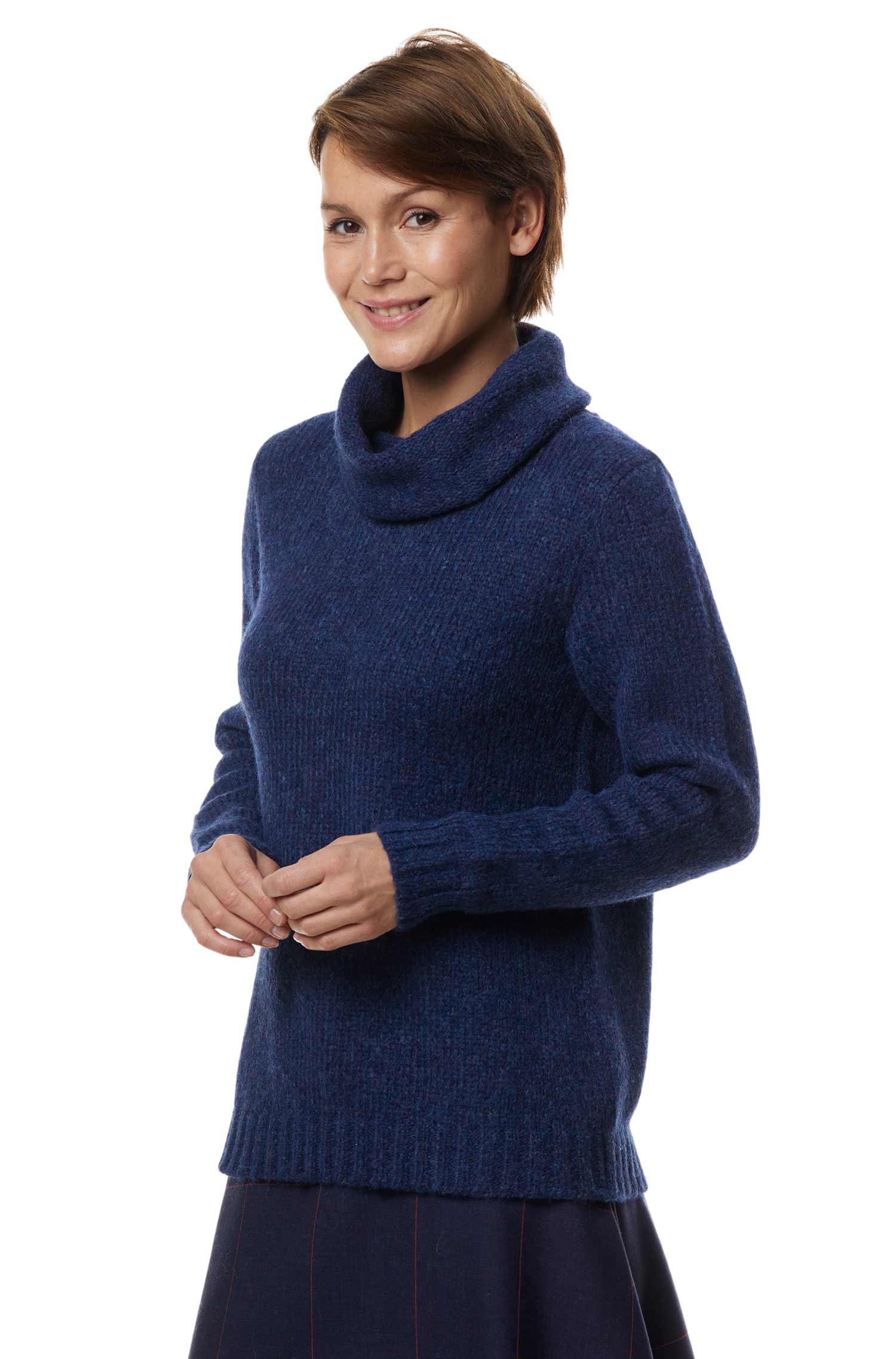 Alpaka Rollkragen Pullover ASA aus Alpaka Woll-Mix-blau