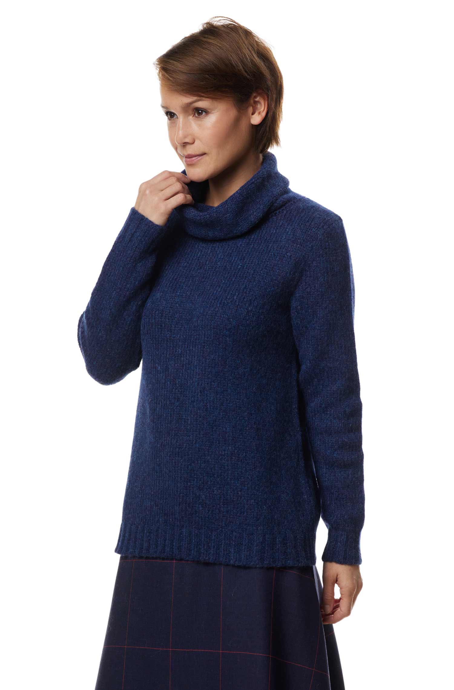 Alpaka Rollkragen Pullover ASA aus Alpaka Woll-Mix-blau