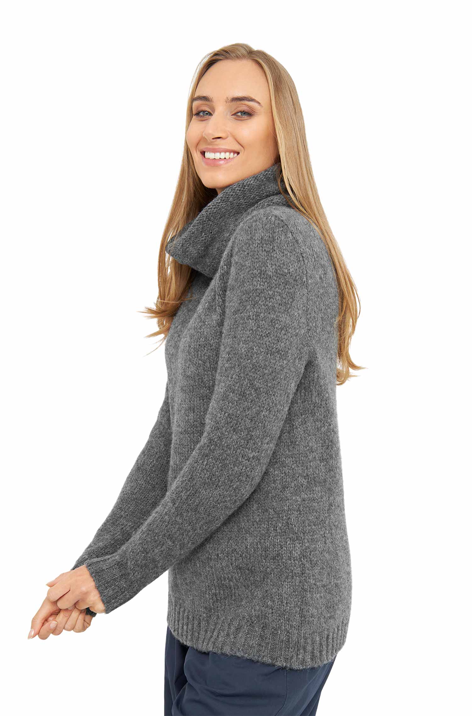 Alpaka Rollkragen Pullover ASA aus Alpaka Woll-Mix-grau